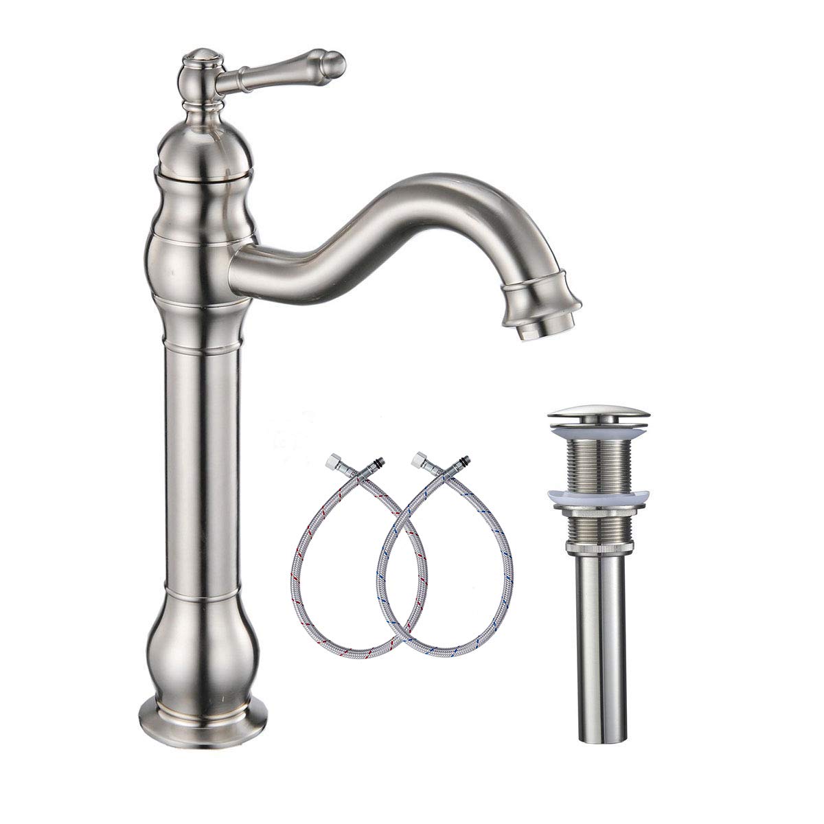 GGStudy Antique Brass Bathroom Sink Faucet Single Handle One Hole Tall Body