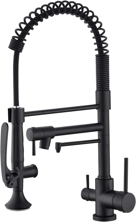 Avola Kitchen Faucet, Drinking Water Kitchen Sink Faucet, Handsfree Design Matte Black Kitchen Faucet with Sprayer, 360 Degree Swivel Pull Down Kitchen Faucet