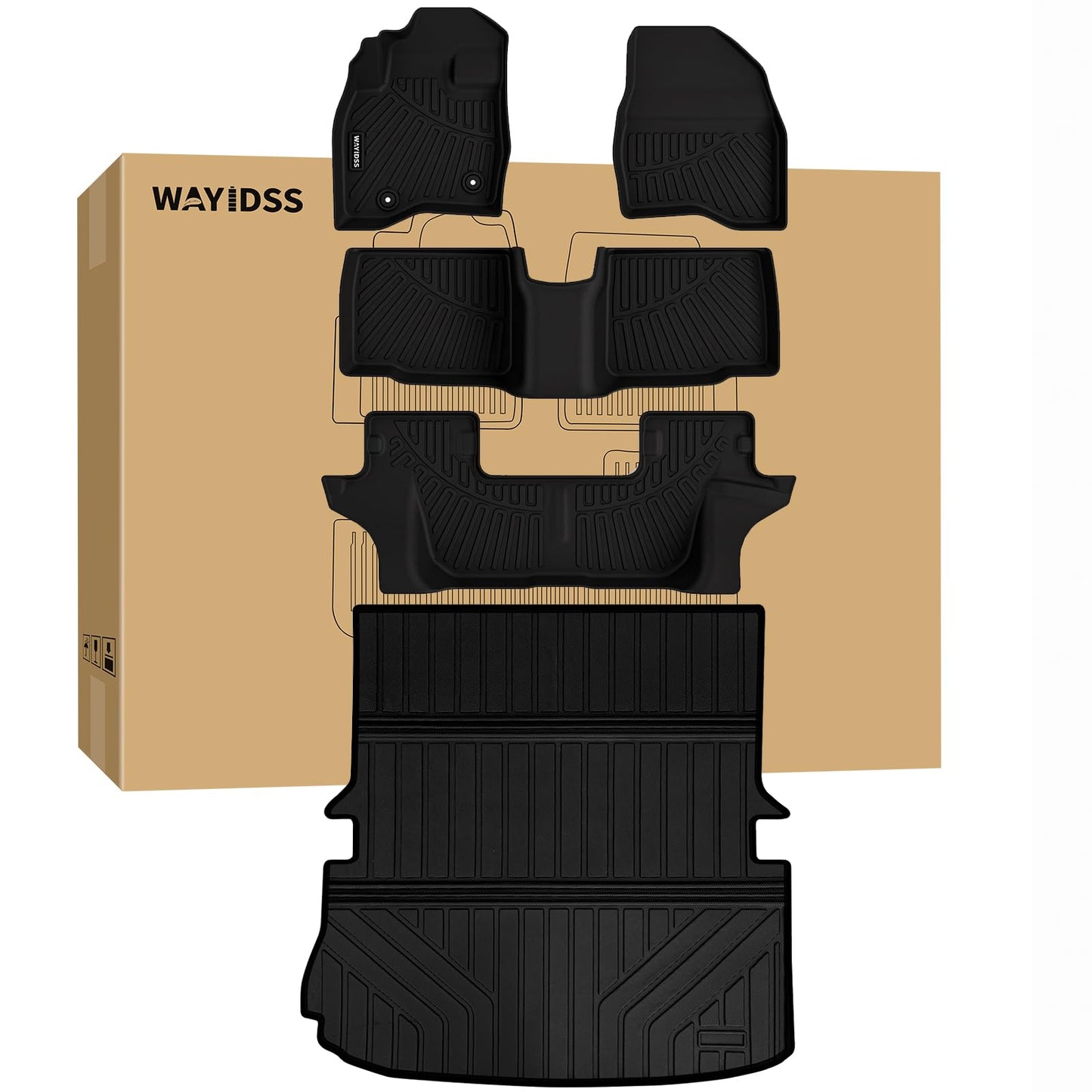 WAYIDSS Floor Mats for 2015-2024 Ford F-150/ F150 Lightning SuperCrew Cab(Not Fit Rear Seat with Under-Seat Fold Flat Storage),TPE All Weather Protection 2 Rows Car Floor Liners Accessories-Black