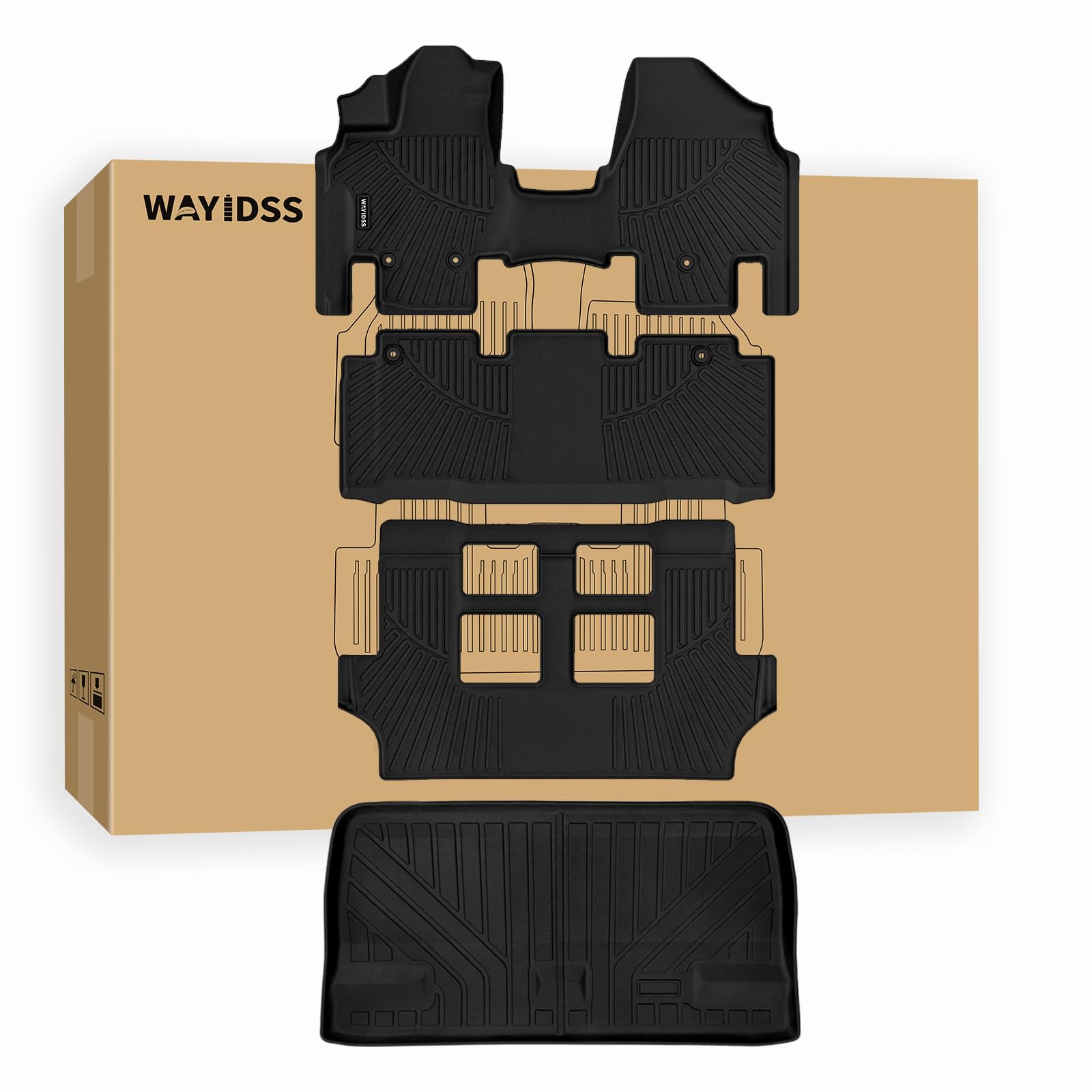 WAYIDSS Floor Mats for 2015-2024 Ford F-150/ F150 Lightning SuperCrew Cab(Not Fit Rear Seat with Under-Seat Fold Flat Storage),TPE All Weather Protection 2 Rows Car Floor Liners Accessories-Black