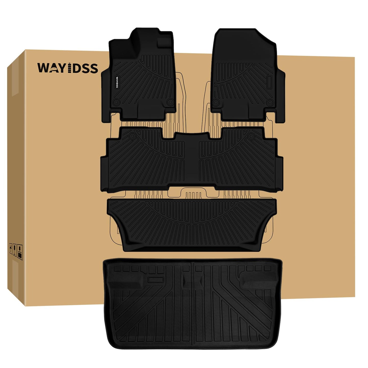 WAYIDSS Floor Mats for 2015-2024 Ford F-150/ F150 Lightning SuperCrew Cab(Not Fit Rear Seat with Under-Seat Fold Flat Storage),TPE All Weather Protection 2 Rows Car Floor Liners Accessories-Black