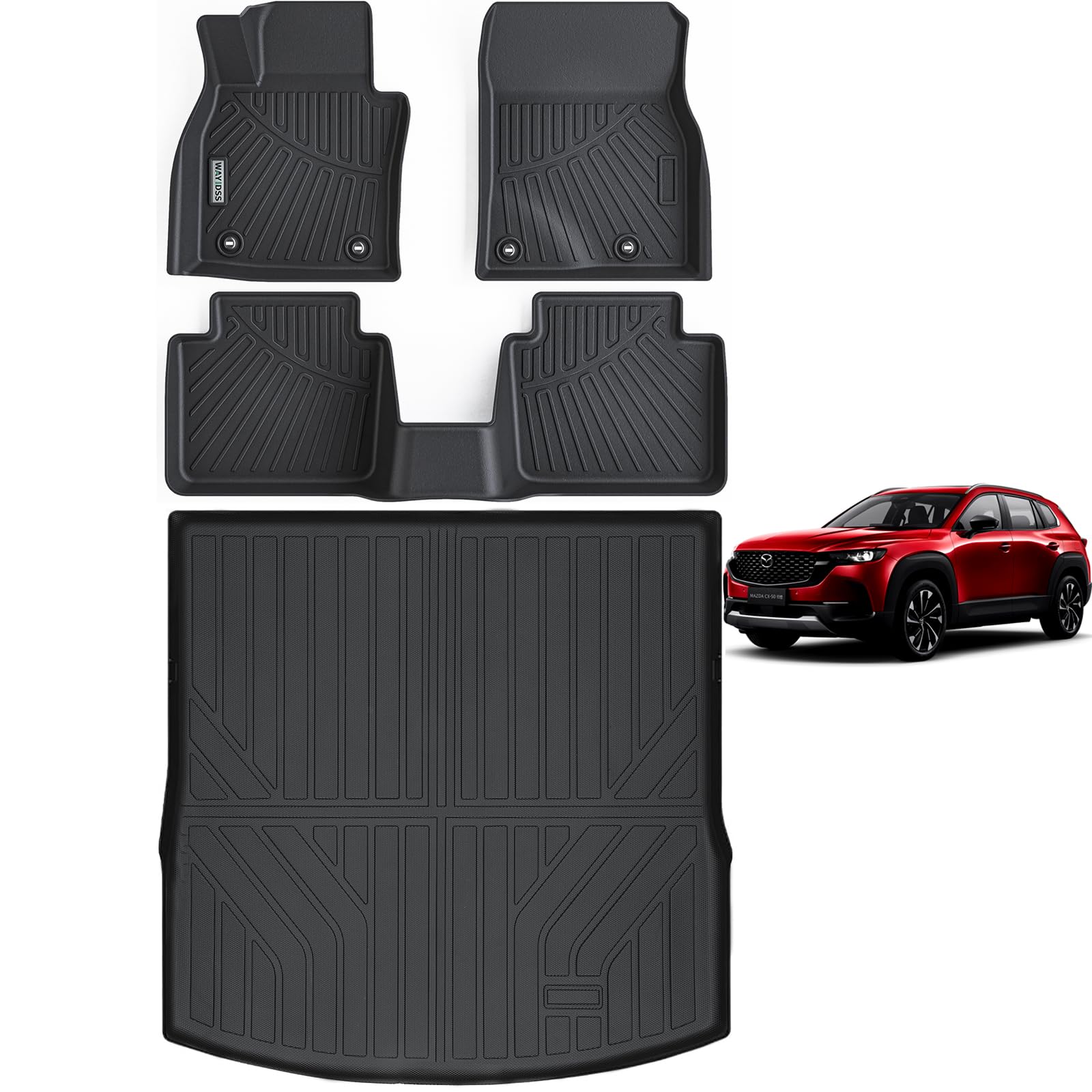 WAYIDSS Floor Mats for 2015-2024 Ford F-150/ F150 Lightning SuperCrew Cab(Not Fit Rear Seat with Under-Seat Fold Flat Storage),TPE All Weather Protection 2 Rows Car Floor Liners Accessories-Black