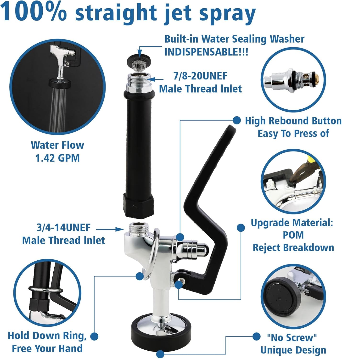 MS Deck Mount Single Hole Double Handle Spray Valve Commercial Dishwasher Pre Rinse Faucet With Pot Filling Add On Spout (MS-5801BL)