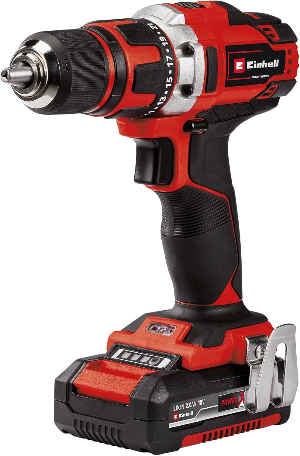 Einhell 4513979 Cordless Drill Driver Kit TE-CD 18/40-1 Li (2x2.0 Ah) (Li-Ion, 18V, 354 in/lbs., 2-Speed Gearbox, Speed Electronics, LED. Includes 2 x 2.0 Ah PXC Batteries and 30-min Quick Charger)