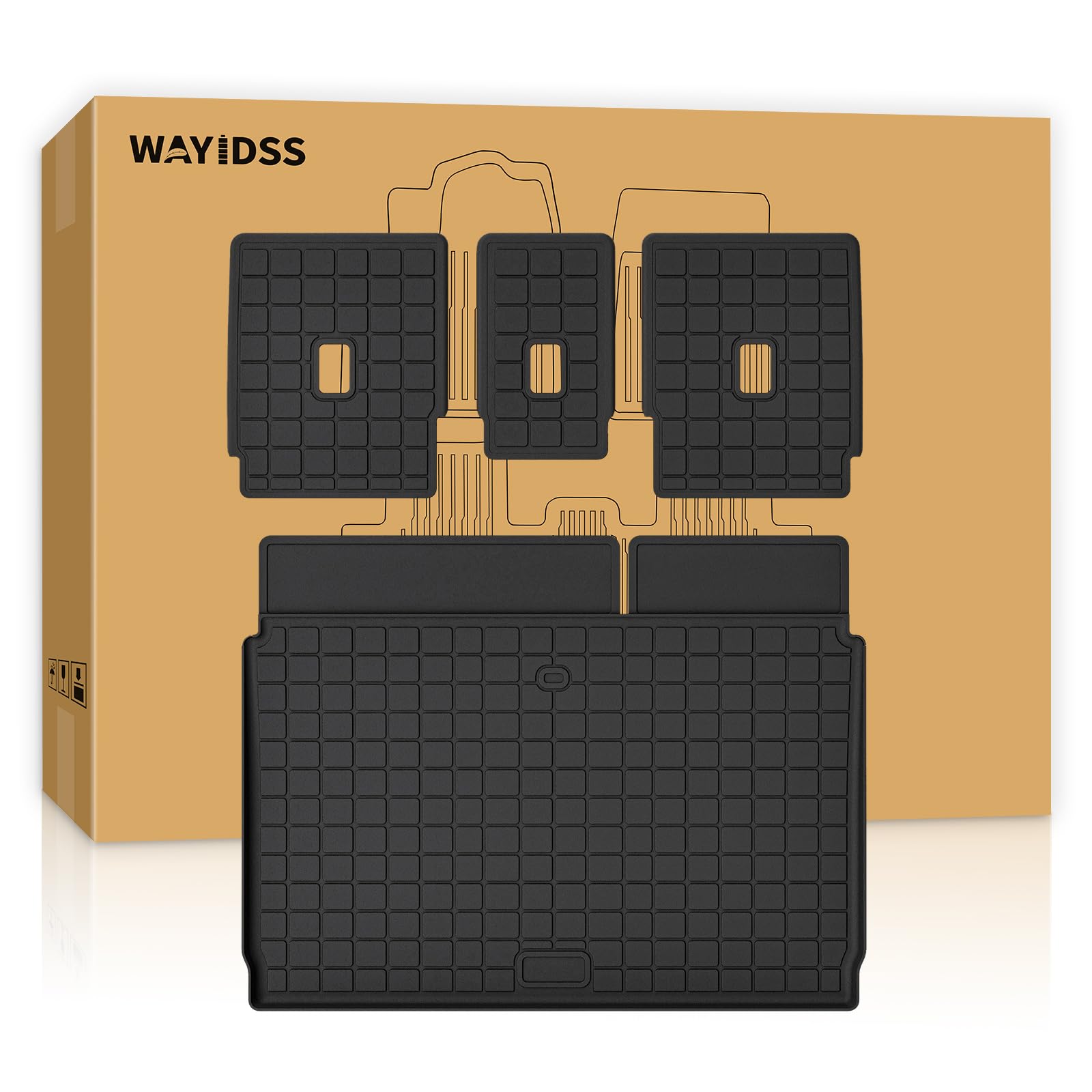 WAYIDSS Floor Mats for 2015-2024 Ford F-150/ F150 Lightning SuperCrew Cab(Not Fit Rear Seat with Under-Seat Fold Flat Storage),TPE All Weather Protection 2 Rows Car Floor Liners Accessories-Black