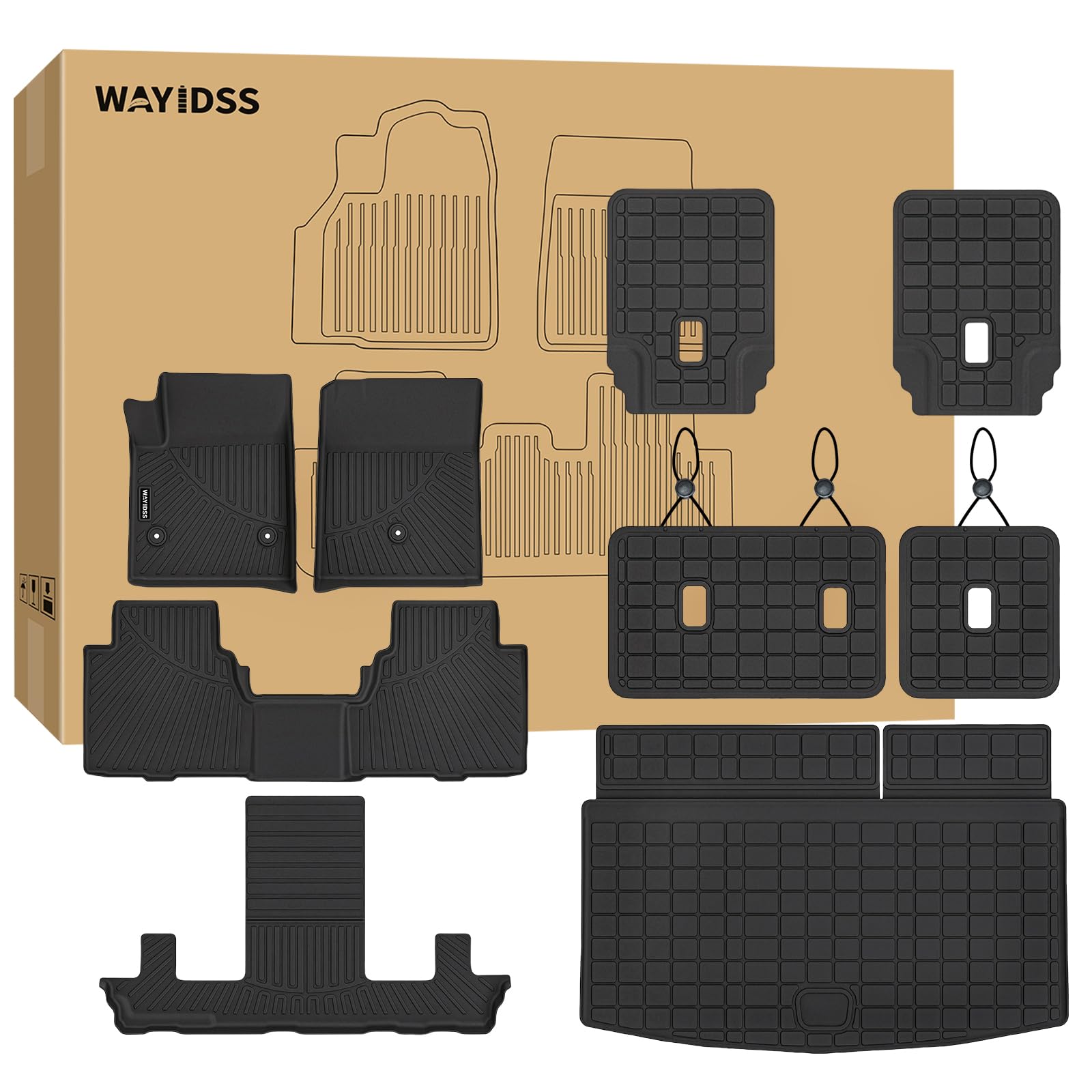 WAYIDSS Floor Mats for 2015-2024 Ford F-150/ F150 Lightning SuperCrew Cab(Not Fit Rear Seat with Under-Seat Fold Flat Storage),TPE All Weather Protection 2 Rows Car Floor Liners Accessories-Black