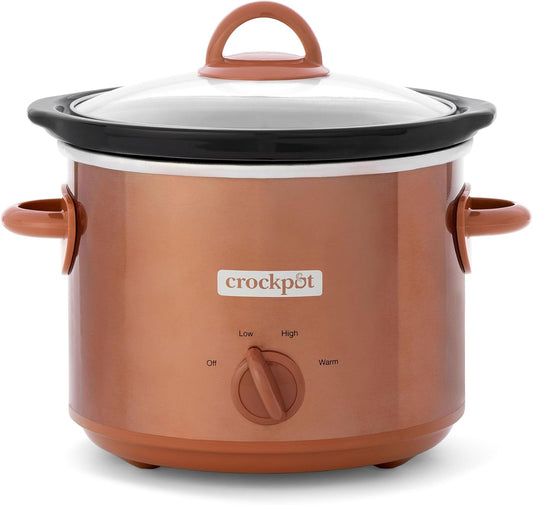 Crock-Pot 3 Quarts Manual Design Series Slow Cooker with 3 Manual Heat Settings Cooks Meals for 3 Plus People with Removable Stoneware Bowl, Copper