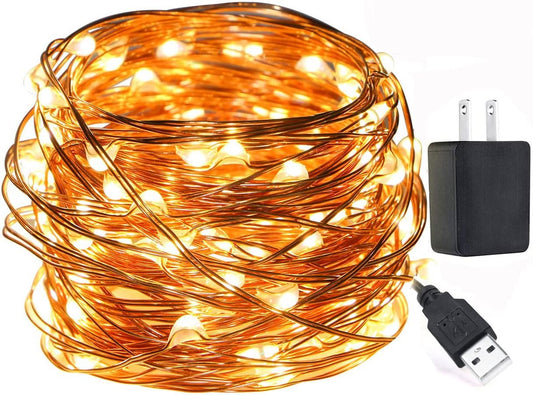 Fairy Lights Plug in, EShing 100LEDs 33Ft String Lights with Power Adapter, UL-Listed Waterproof Decorative Firefly Lights for Wedding Party Backdrop Canopy Tapestry Gazebo Indoor Outdoor Decorations