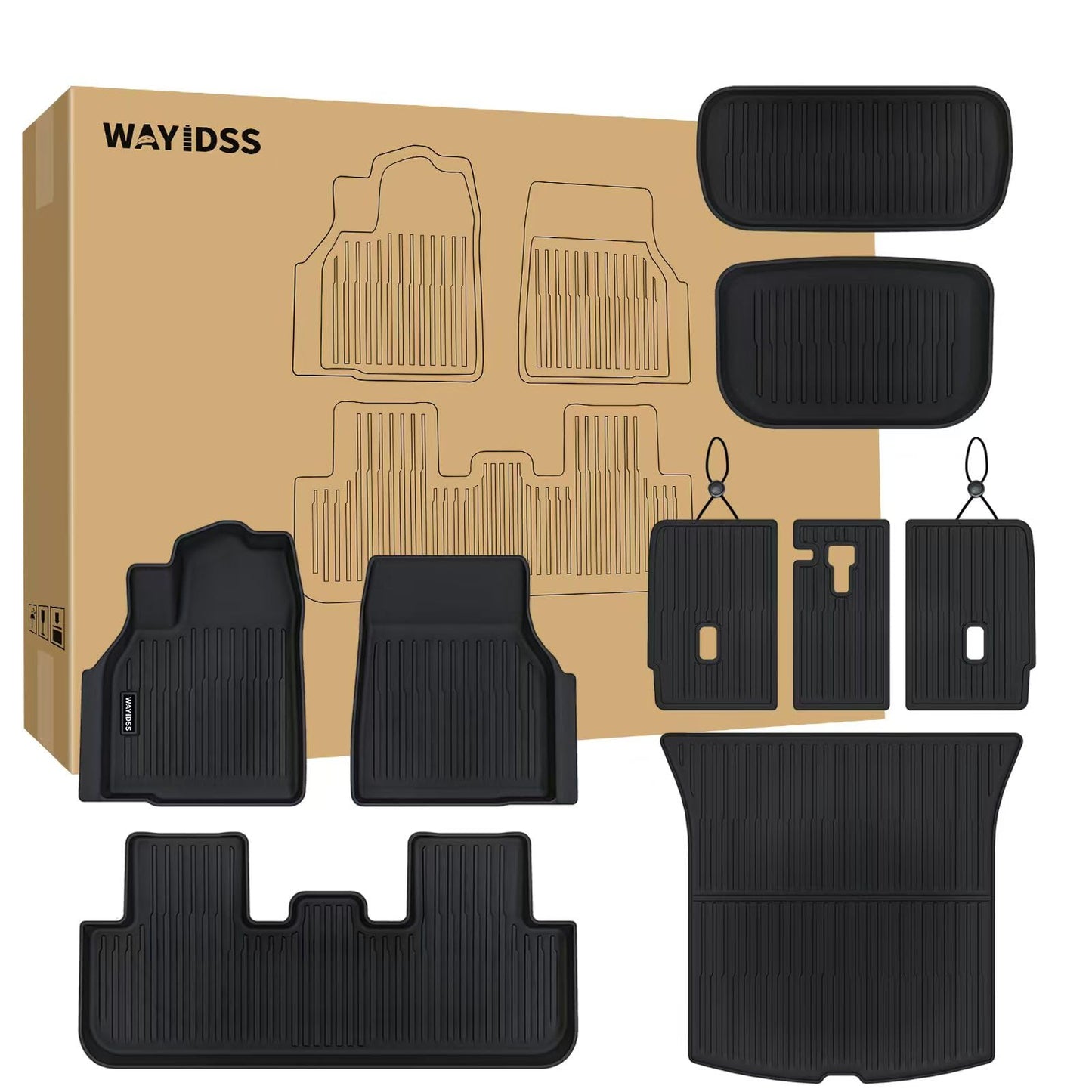 WAYIDSS Floor Mats for 2015-2024 Ford F-150/ F150 Lightning SuperCrew Cab(Not Fit Rear Seat with Under-Seat Fold Flat Storage),TPE All Weather Protection 2 Rows Car Floor Liners Accessories-Black