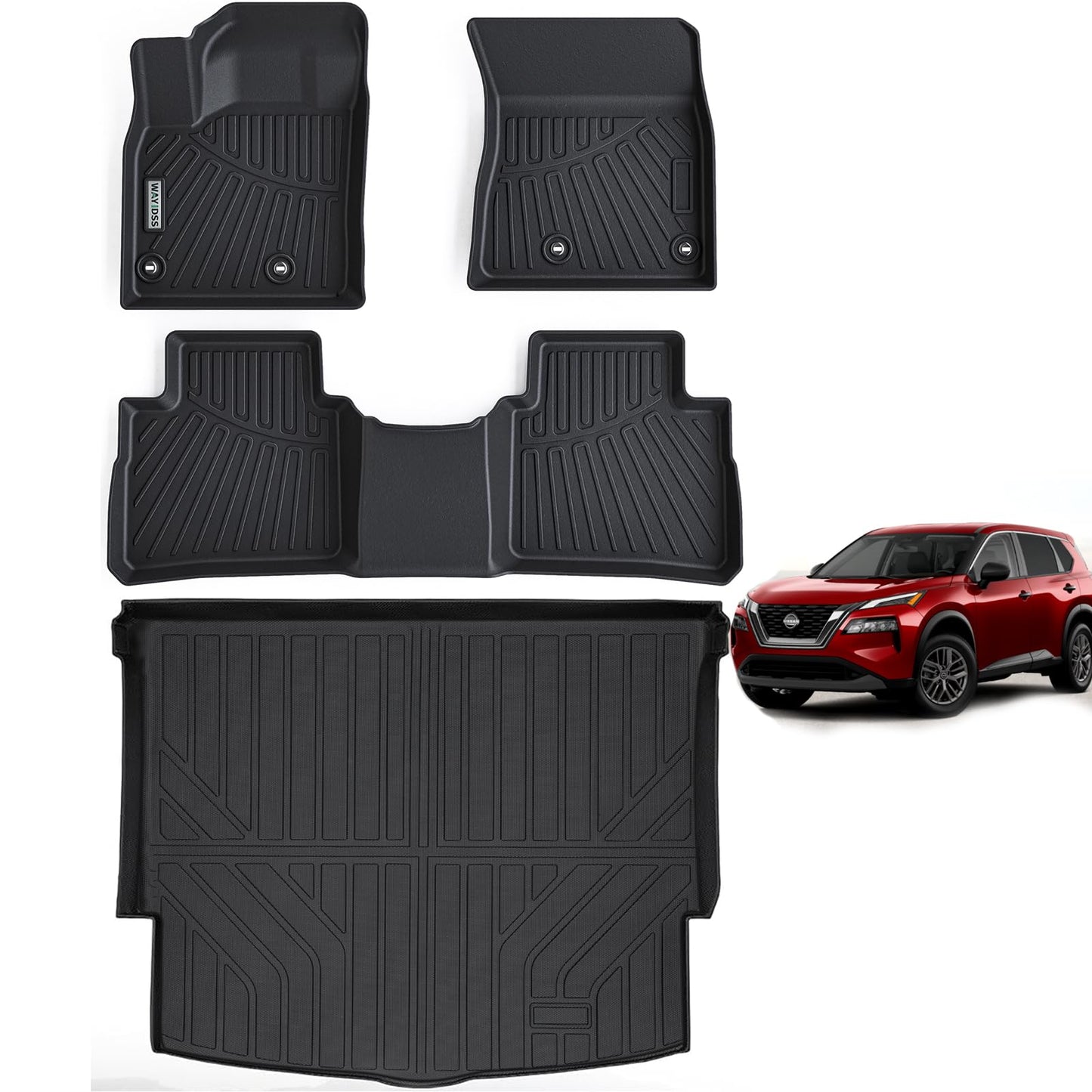 WAYIDSS Floor Mats for 2015-2024 Ford F-150/ F150 Lightning SuperCrew Cab(Not Fit Rear Seat with Under-Seat Fold Flat Storage),TPE All Weather Protection 2 Rows Car Floor Liners Accessories-Black