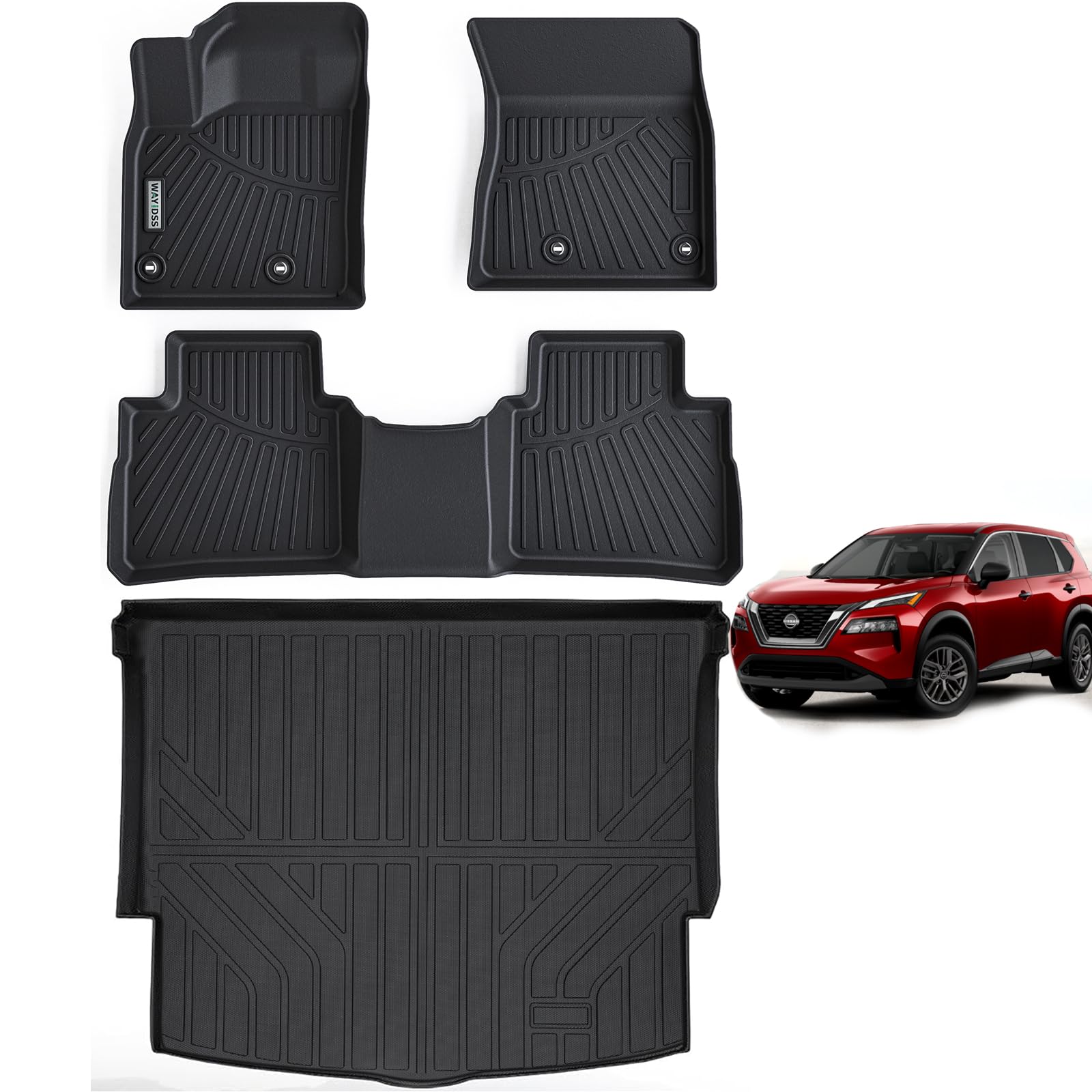 WAYIDSS Floor Mats for 2015-2024 Ford F-150/ F150 Lightning SuperCrew Cab(Not Fit Rear Seat with Under-Seat Fold Flat Storage),TPE All Weather Protection 2 Rows Car Floor Liners Accessories-Black