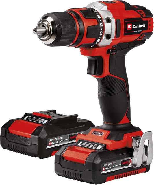 Einhell 4513979 Cordless Drill Driver Kit TE-CD 18/40-1 Li (2x2.0 Ah) (Li-Ion, 18V, 354 in/lbs., 2-Speed Gearbox, Speed Electronics, LED. Includes 2 x 2.0 Ah PXC Batteries and 30-min Quick Charger)