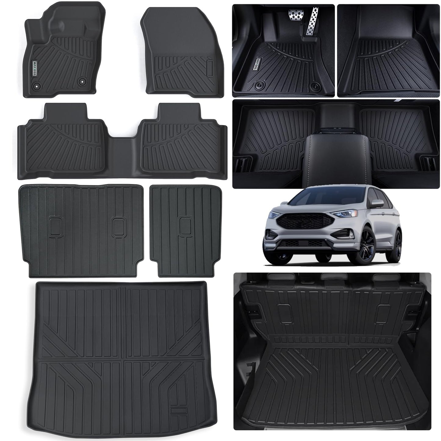 WAYIDSS Floor Mats for 2015-2024 Ford F-150/ F150 Lightning SuperCrew Cab(Not Fit Rear Seat with Under-Seat Fold Flat Storage),TPE All Weather Protection 2 Rows Car Floor Liners Accessories-Black