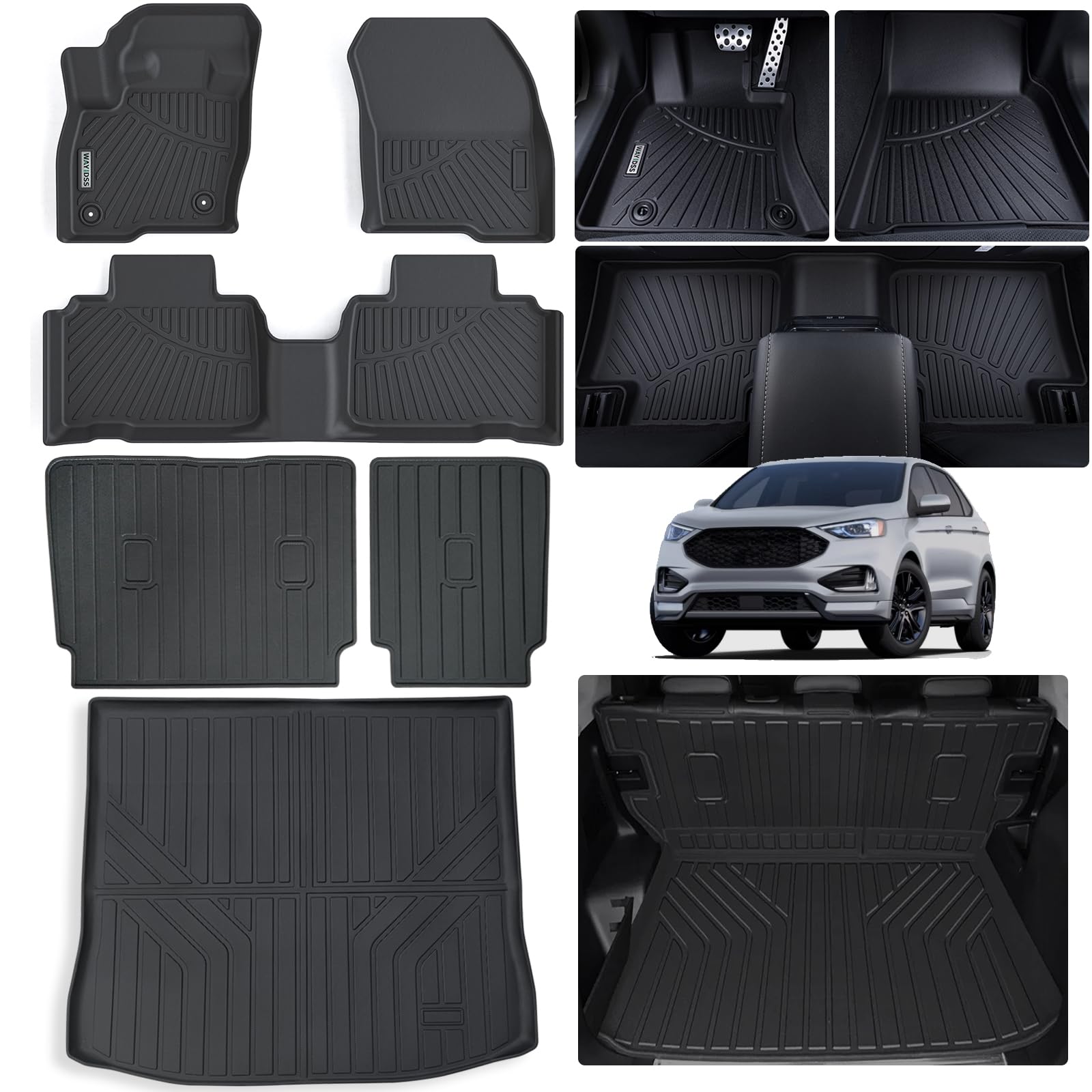 WAYIDSS Floor Mats for 2015-2024 Ford F-150/ F150 Lightning SuperCrew Cab(Not Fit Rear Seat with Under-Seat Fold Flat Storage),TPE All Weather Protection 2 Rows Car Floor Liners Accessories-Black