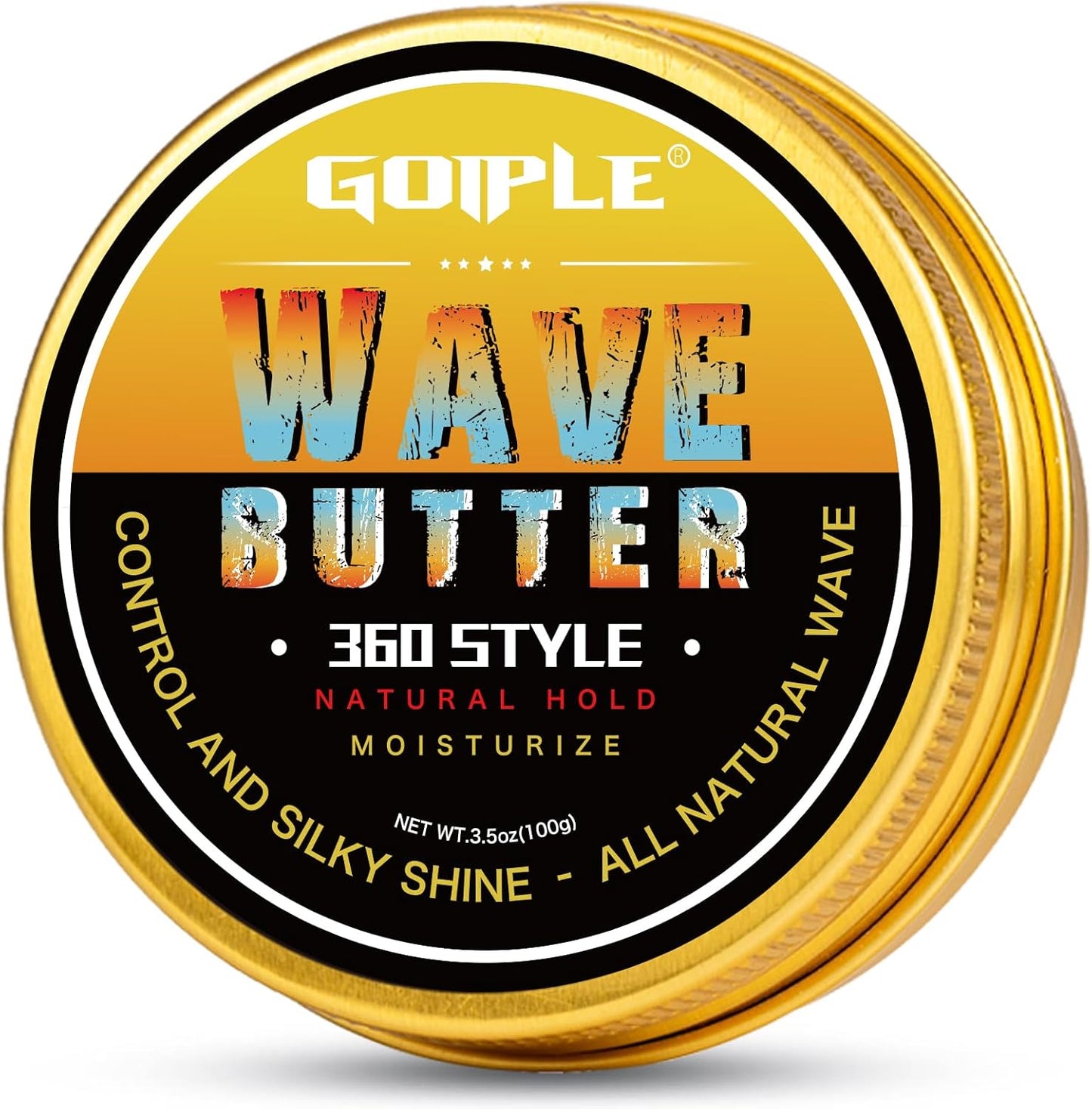 Wave Butter 360 Wave Grease for Men - Wave Butter for Layered Waves, Moisture, Control and Silky Shine - All Natural Wave Cream with Shea Butter and Beeswax for Wolfing (3.5 OZ)
