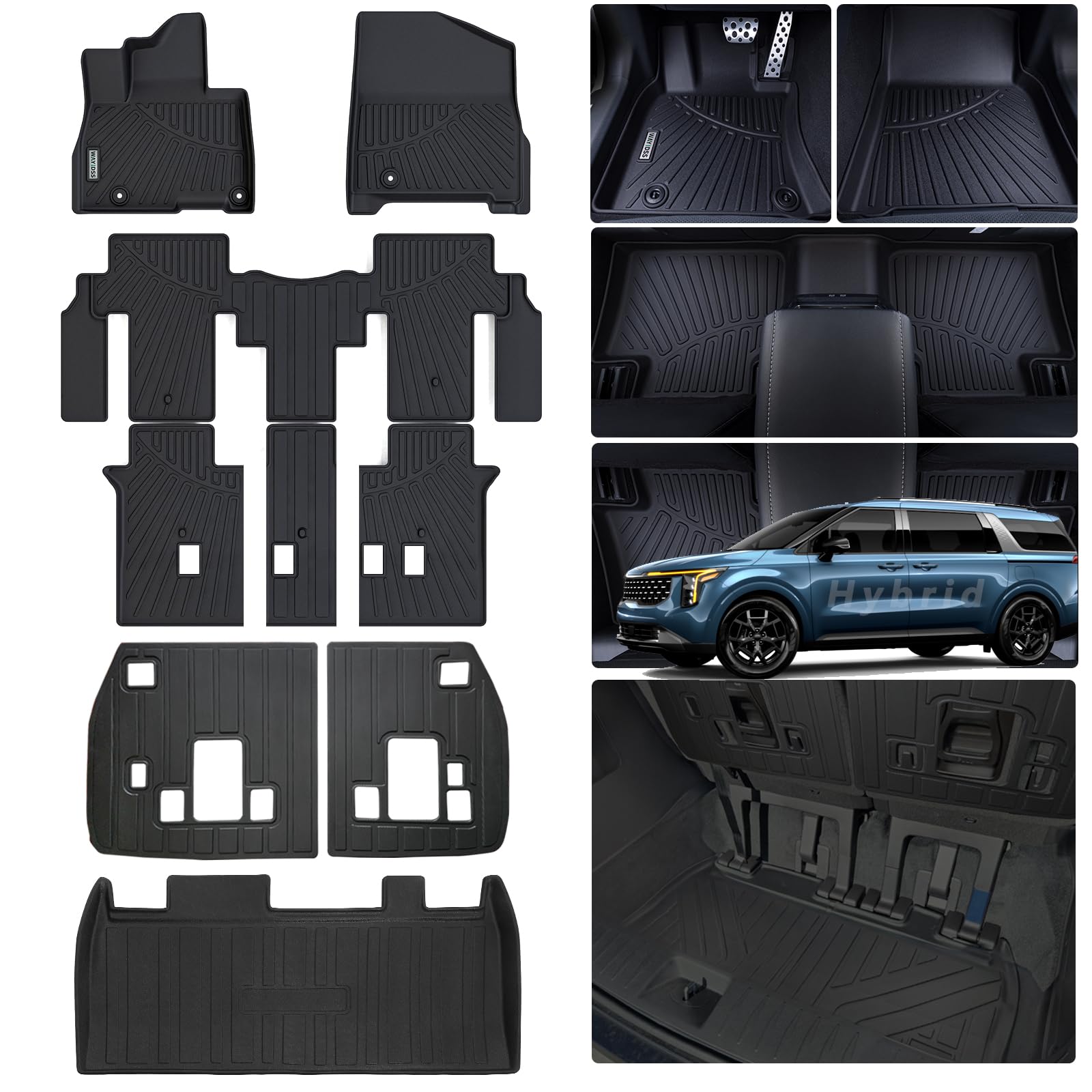 WAYIDSS Floor Mats for 2015-2024 Ford F-150/ F150 Lightning SuperCrew Cab(Not Fit Rear Seat with Under-Seat Fold Flat Storage),TPE All Weather Protection 2 Rows Car Floor Liners Accessories-Black