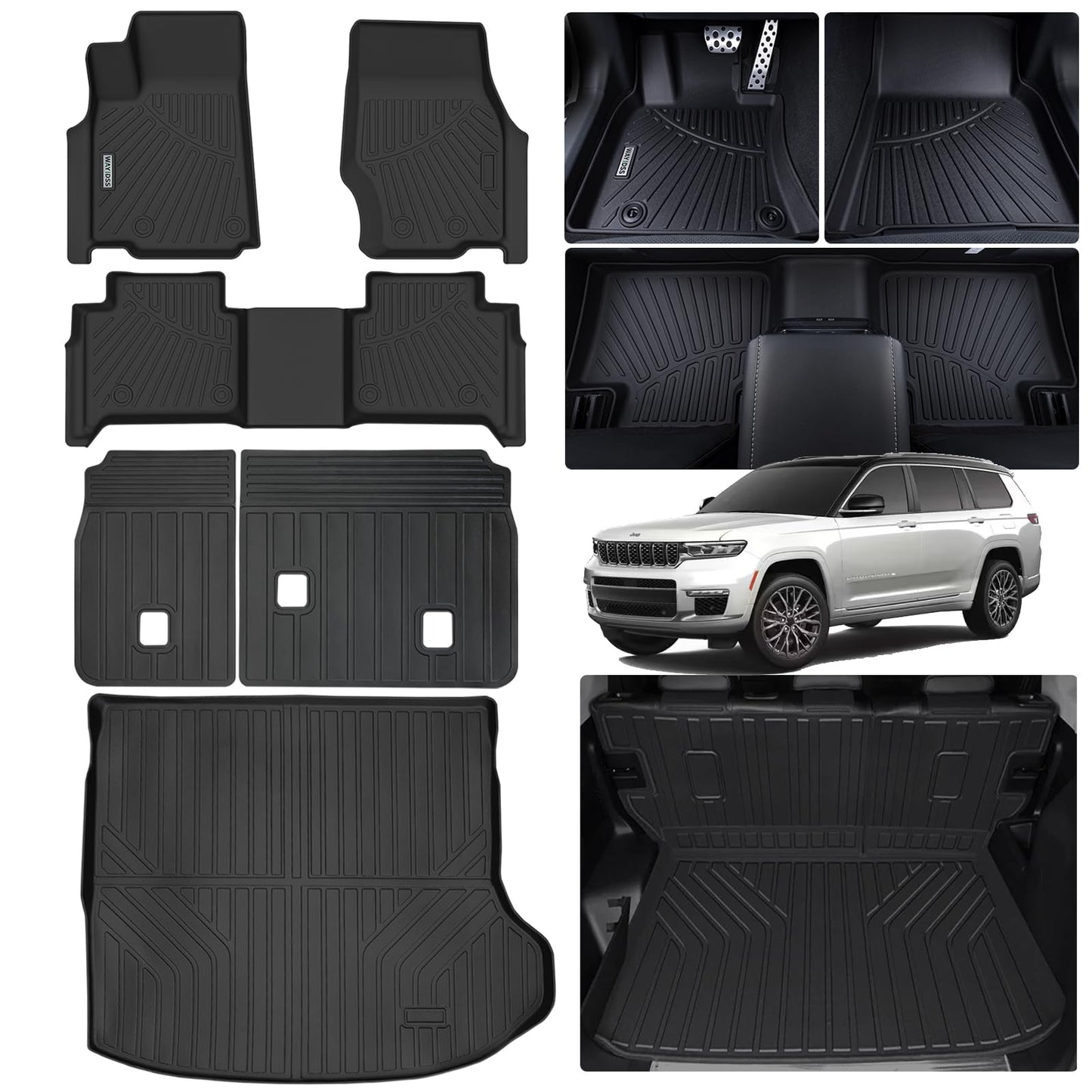 WAYIDSS Floor Mats for 2015-2024 Ford F-150/ F150 Lightning SuperCrew Cab(Not Fit Rear Seat with Under-Seat Fold Flat Storage),TPE All Weather Protection 2 Rows Car Floor Liners Accessories-Black