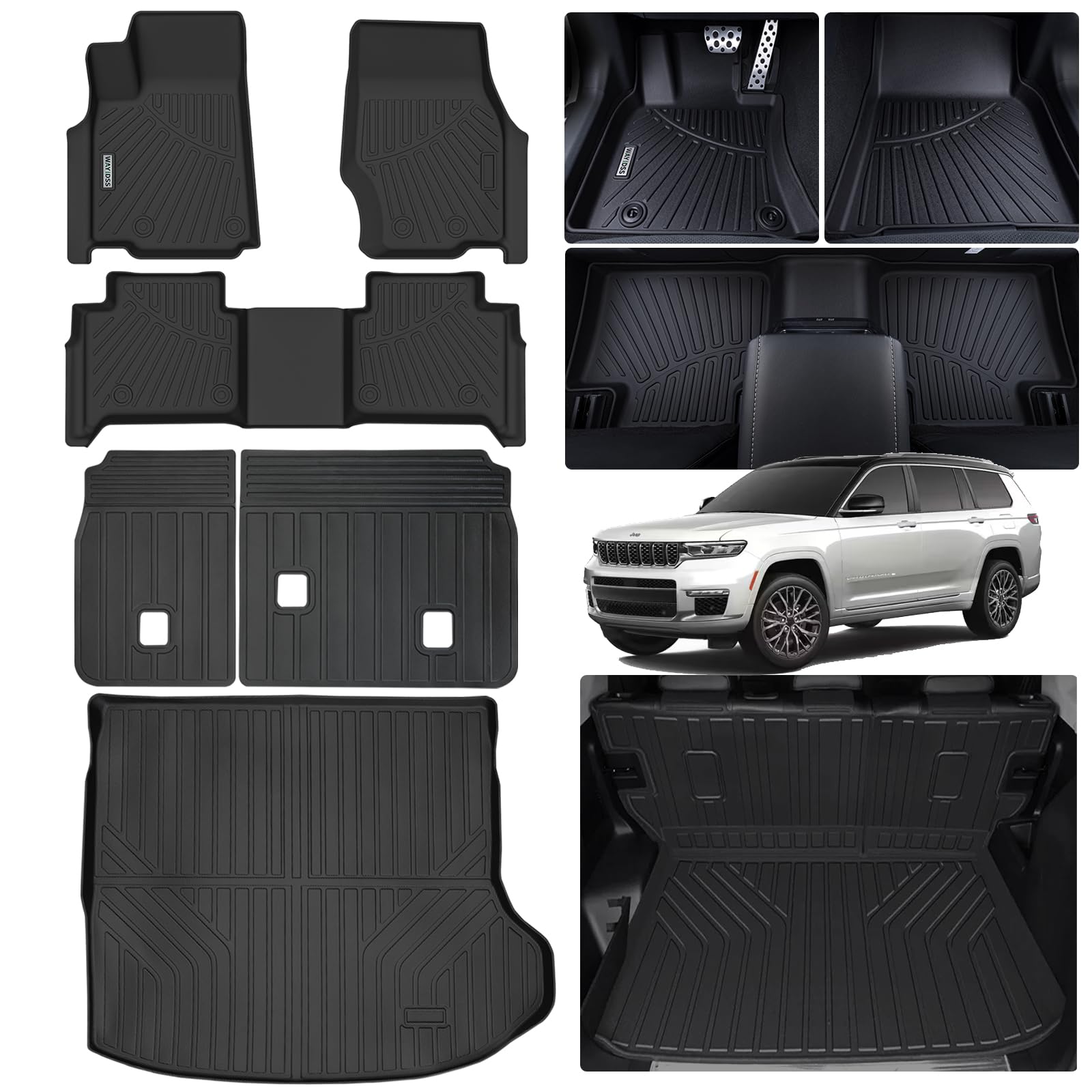 WAYIDSS Floor Mats for 2015-2024 Ford F-150/ F150 Lightning SuperCrew Cab(Not Fit Rear Seat with Under-Seat Fold Flat Storage),TPE All Weather Protection 2 Rows Car Floor Liners Accessories-Black
