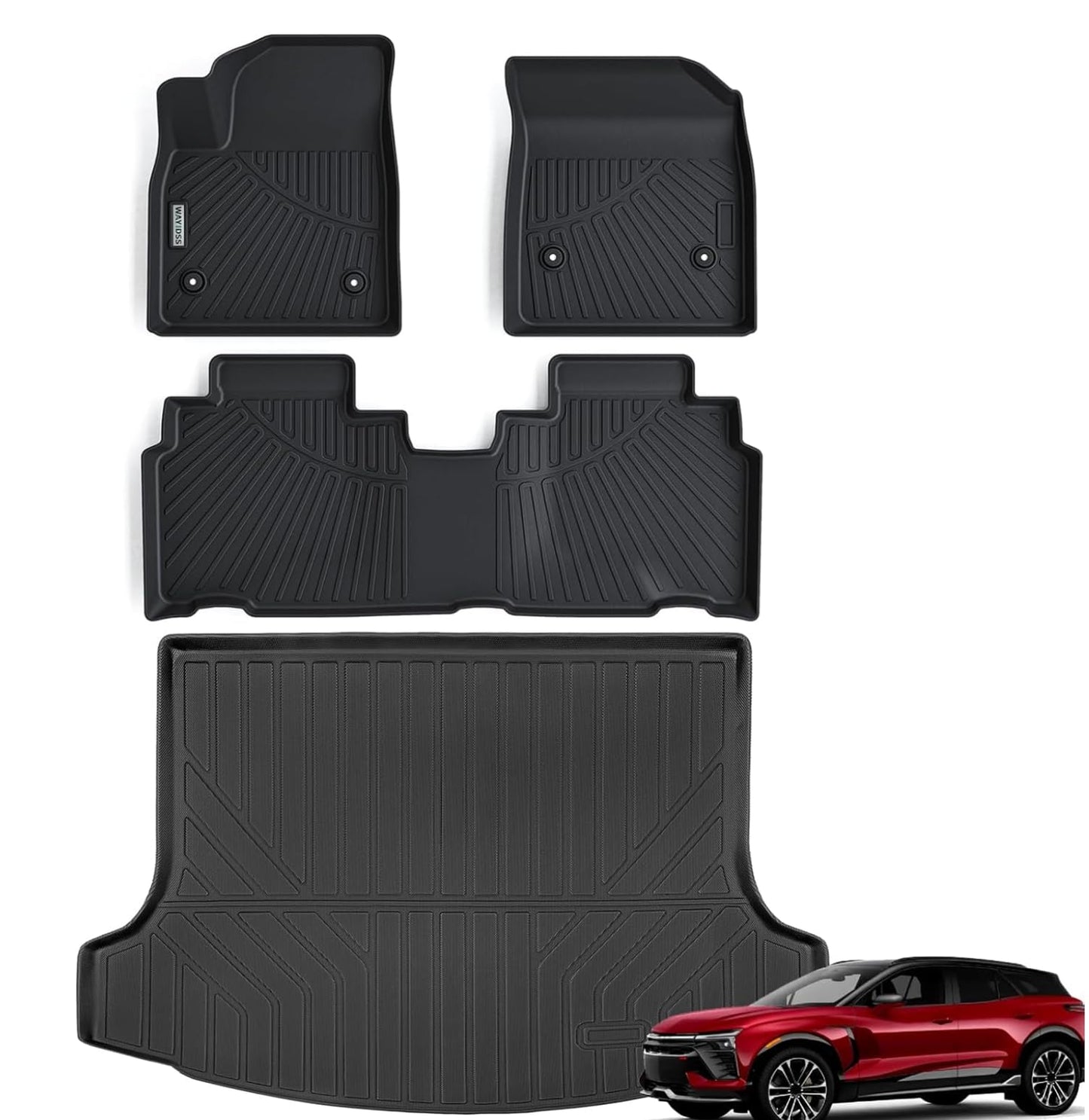 WAYIDSS Floor Mats for 2015-2024 Ford F-150/ F150 Lightning SuperCrew Cab(Not Fit Rear Seat with Under-Seat Fold Flat Storage),TPE All Weather Protection 2 Rows Car Floor Liners Accessories-Black