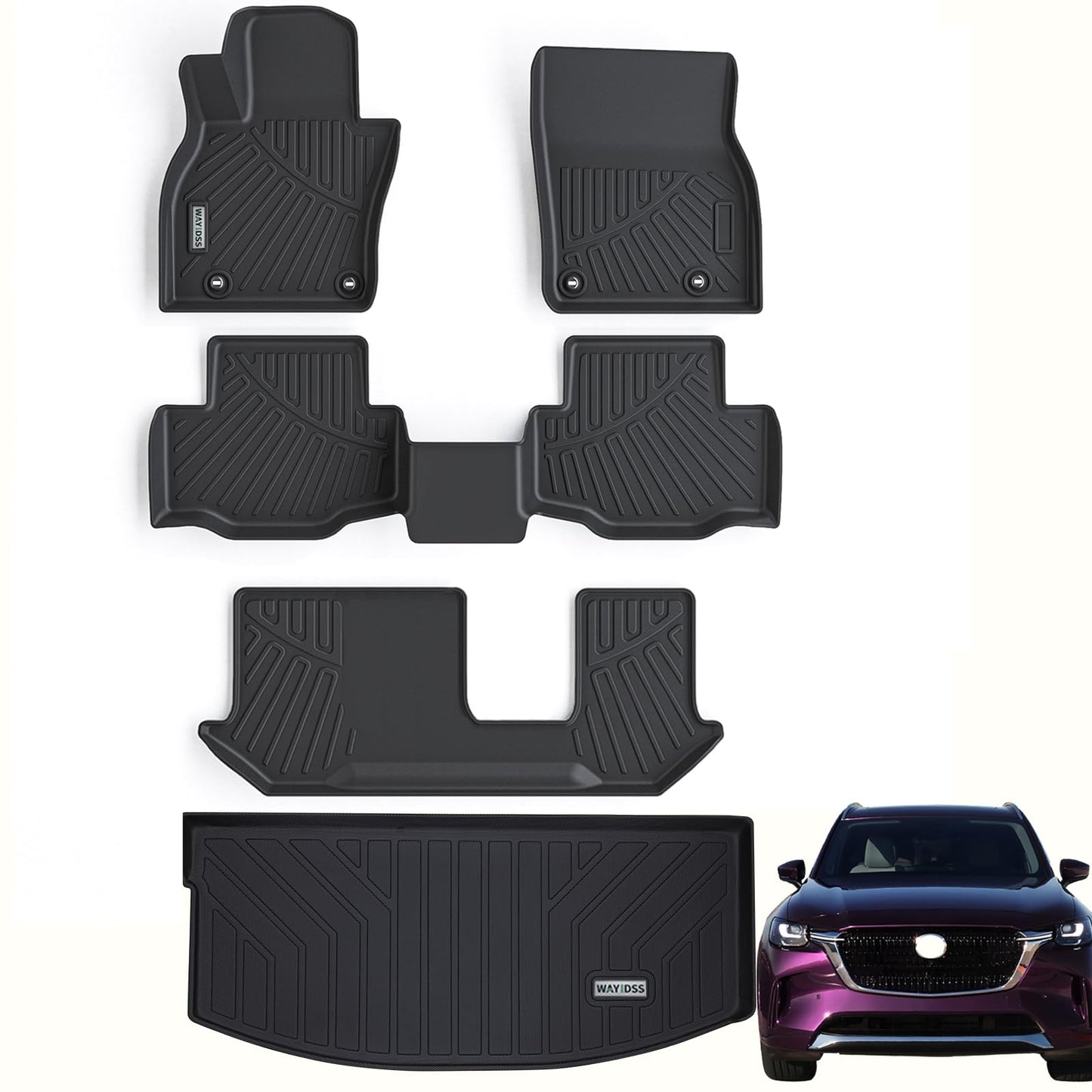 WAYIDSS Floor Mats for 2015-2024 Ford F-150/ F150 Lightning SuperCrew Cab(Not Fit Rear Seat with Under-Seat Fold Flat Storage),TPE All Weather Protection 2 Rows Car Floor Liners Accessories-Black