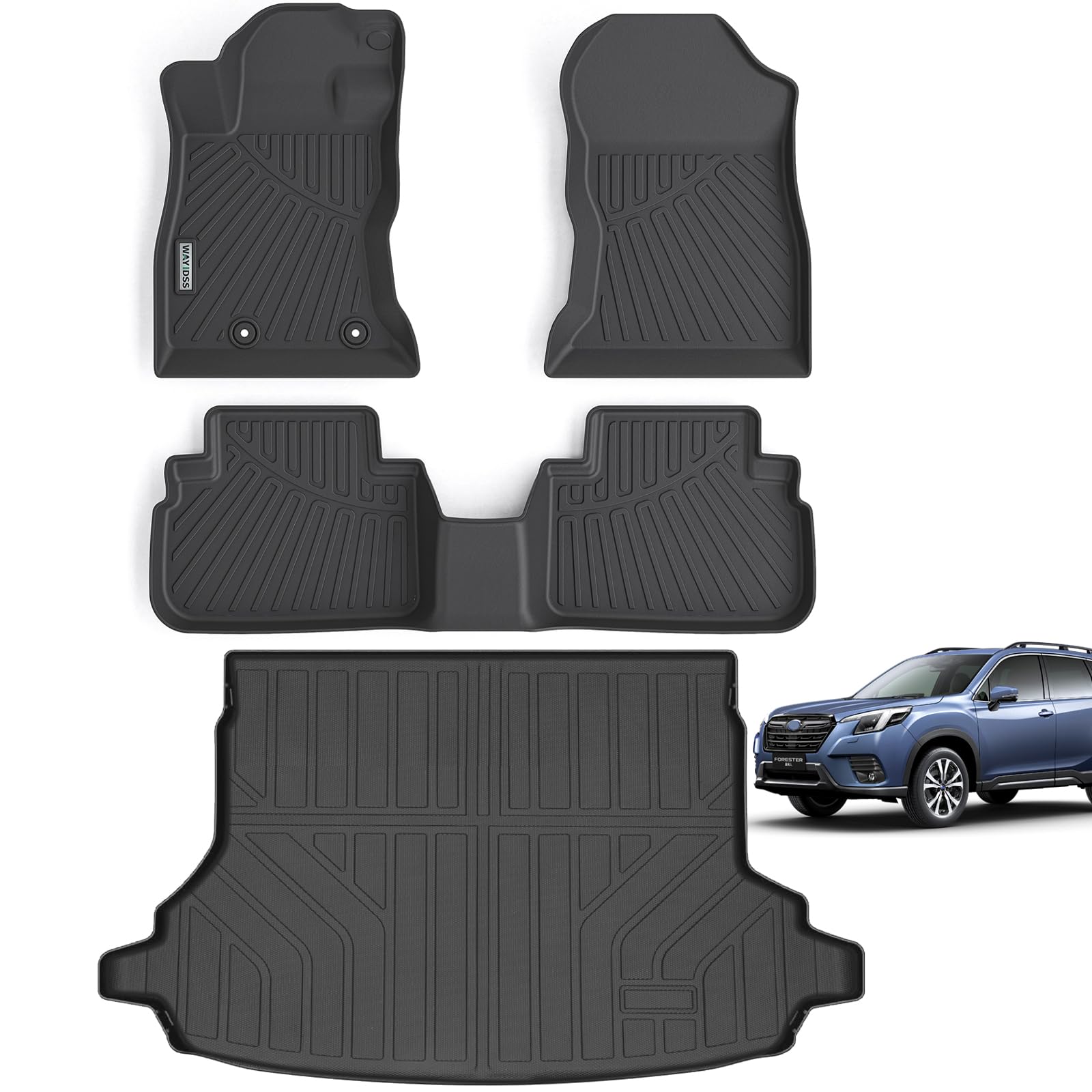 WAYIDSS Floor Mats for 2015-2024 Ford F-150/ F150 Lightning SuperCrew Cab(Not Fit Rear Seat with Under-Seat Fold Flat Storage),TPE All Weather Protection 2 Rows Car Floor Liners Accessories-Black