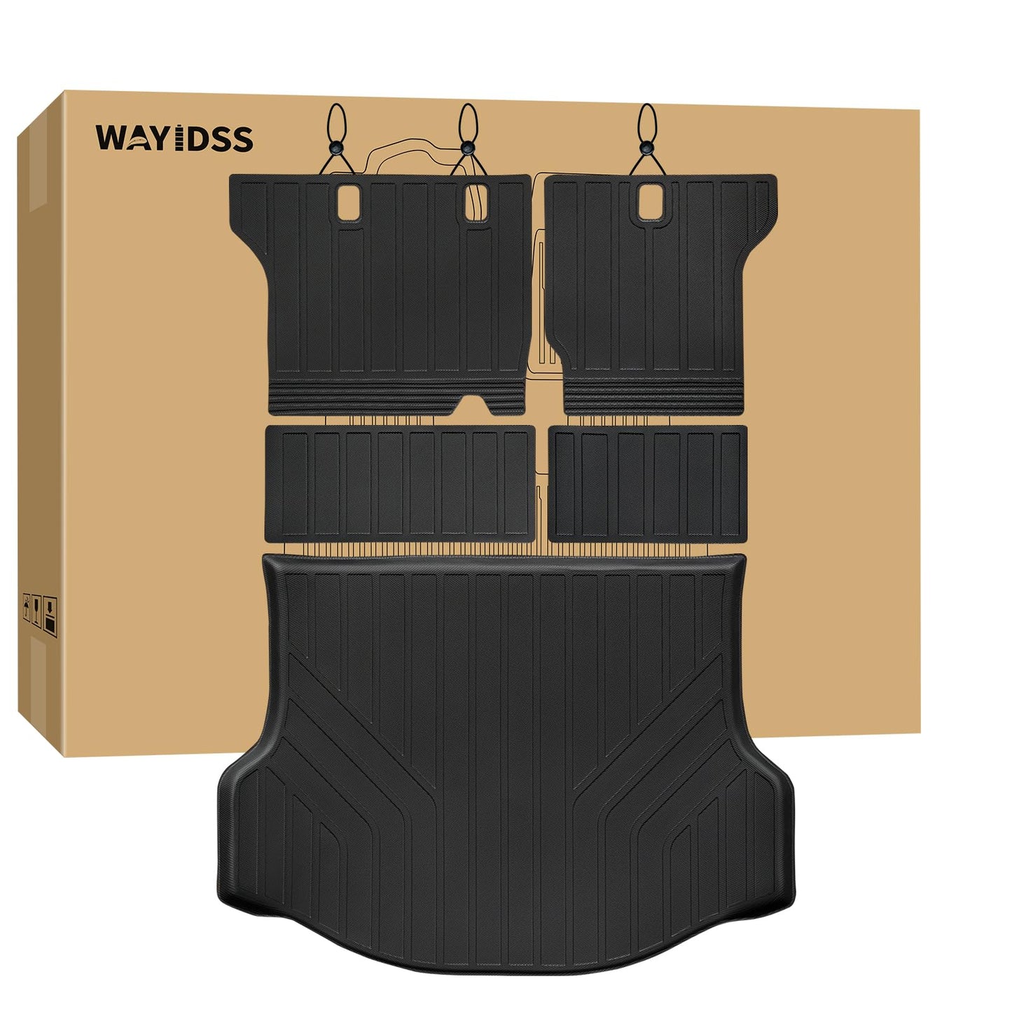WAYIDSS Floor Mats for 2015-2024 Ford F-150/ F150 Lightning SuperCrew Cab(Not Fit Rear Seat with Under-Seat Fold Flat Storage),TPE All Weather Protection 2 Rows Car Floor Liners Accessories-Black