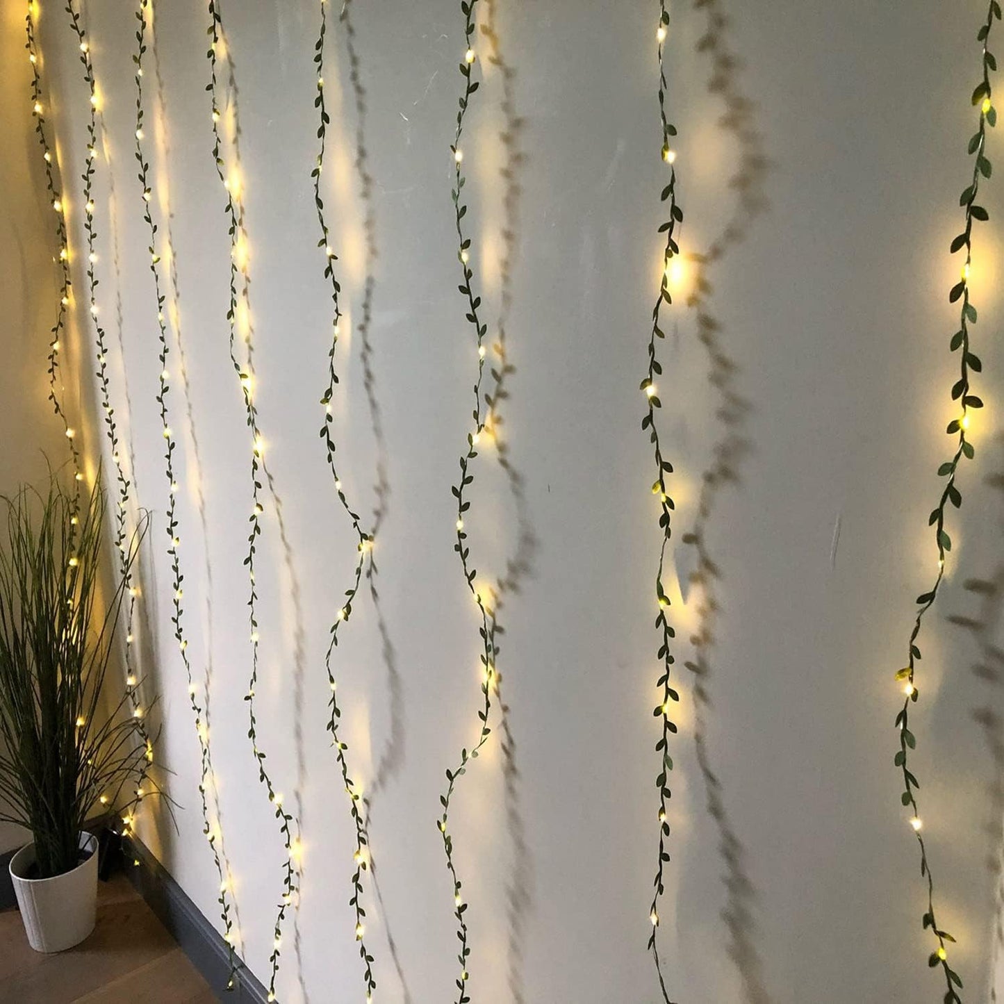 EShing Fairy Lights with Vines, USB Powered 33ft 100LED String Lights with 33ft Artificial Green Leaf Garland for Wall DIY Craft Party Wedding Home Decor (Warm)