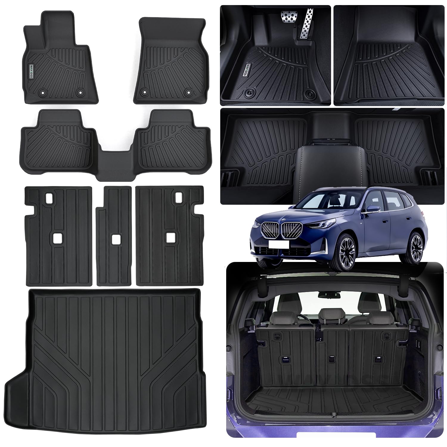 WAYIDSS Floor Mats for 2015-2024 Ford F-150/ F150 Lightning SuperCrew Cab(Not Fit Rear Seat with Under-Seat Fold Flat Storage),TPE All Weather Protection 2 Rows Car Floor Liners Accessories-Black