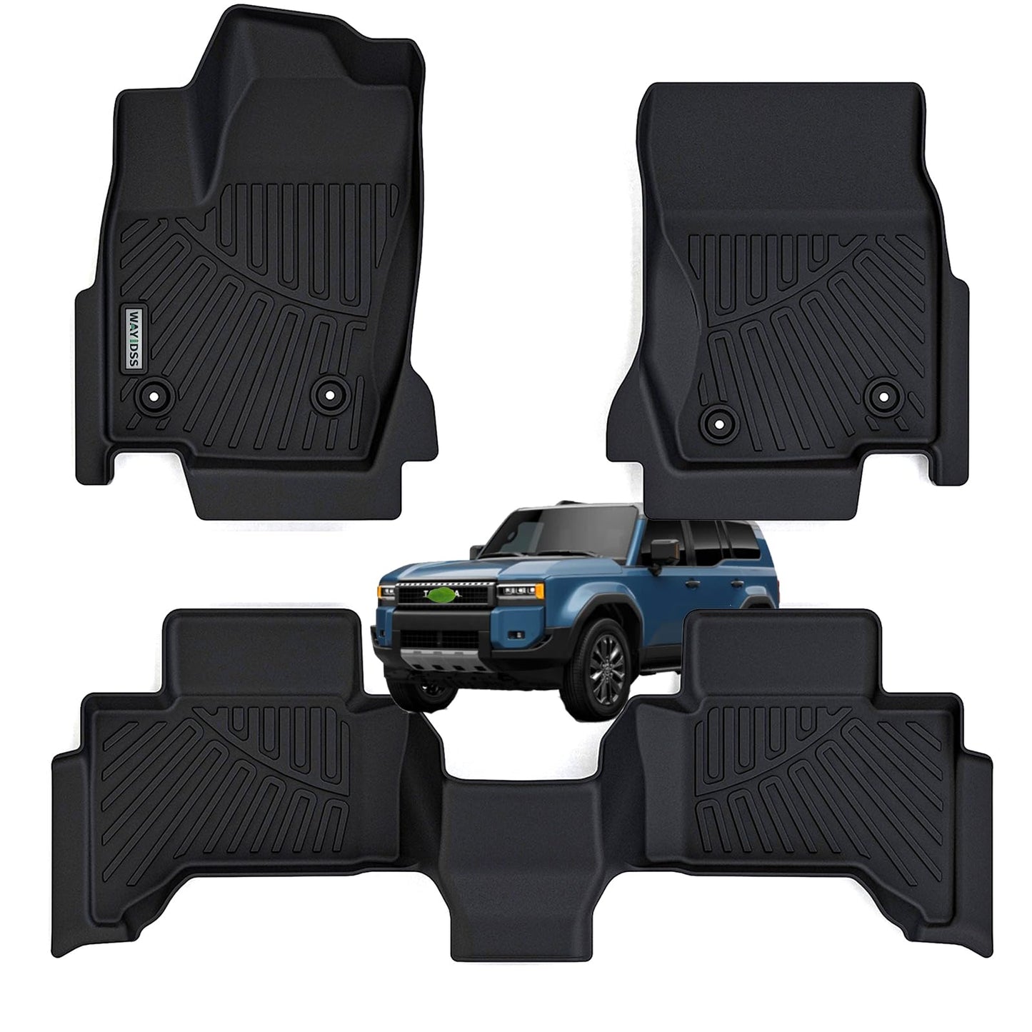 WAYIDSS Floor Mats for 2015-2024 Ford F-150/ F150 Lightning SuperCrew Cab(Not Fit Rear Seat with Under-Seat Fold Flat Storage),TPE All Weather Protection 2 Rows Car Floor Liners Accessories-Black