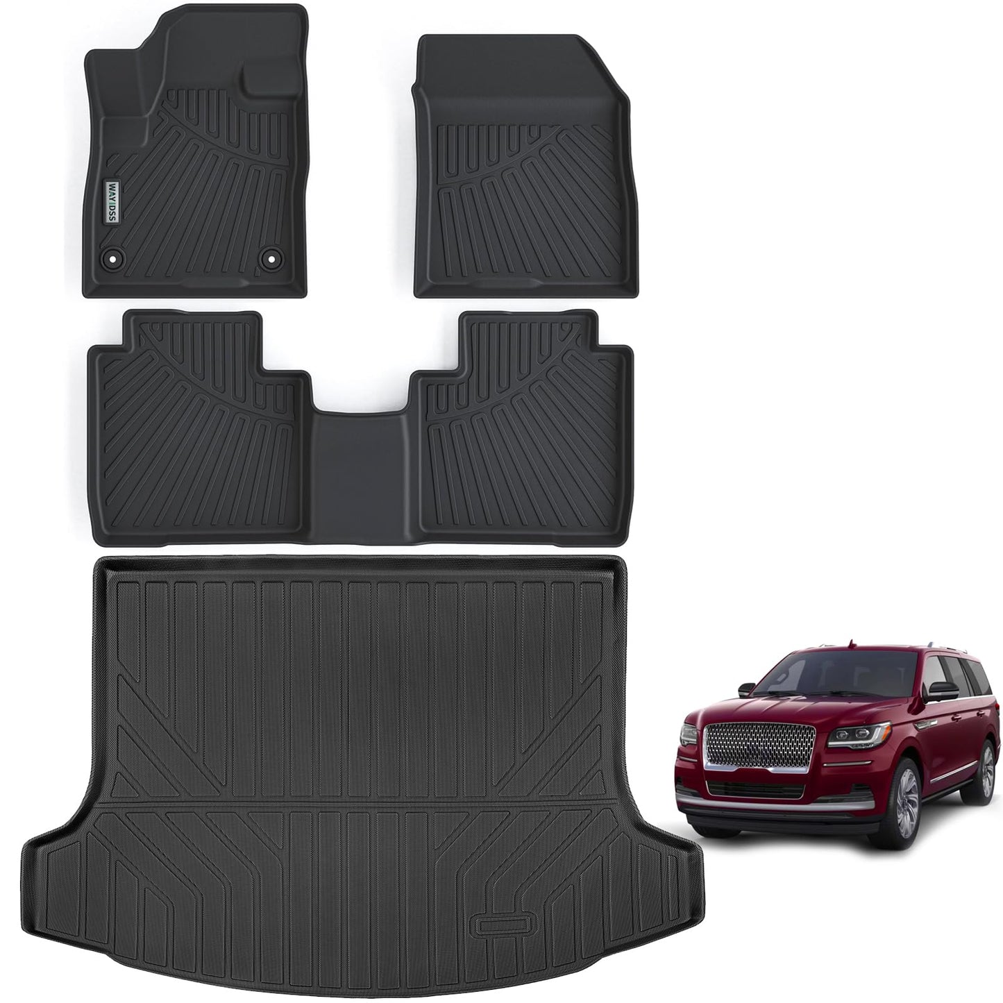 WAYIDSS Floor Mats for 2015-2024 Ford F-150/ F150 Lightning SuperCrew Cab(Not Fit Rear Seat with Under-Seat Fold Flat Storage),TPE All Weather Protection 2 Rows Car Floor Liners Accessories-Black