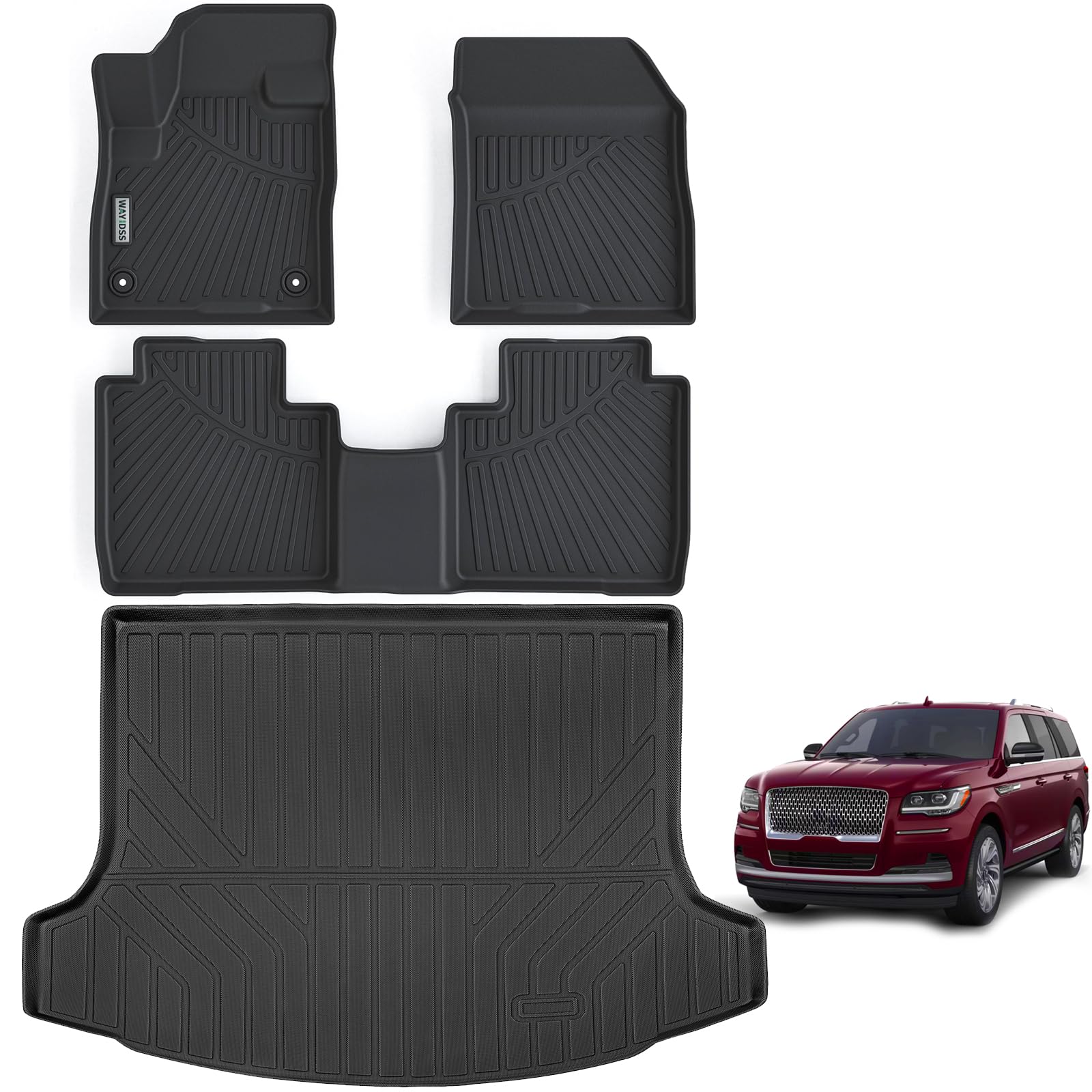 WAYIDSS Floor Mats for 2015-2024 Ford F-150/ F150 Lightning SuperCrew Cab(Not Fit Rear Seat with Under-Seat Fold Flat Storage),TPE All Weather Protection 2 Rows Car Floor Liners Accessories-Black