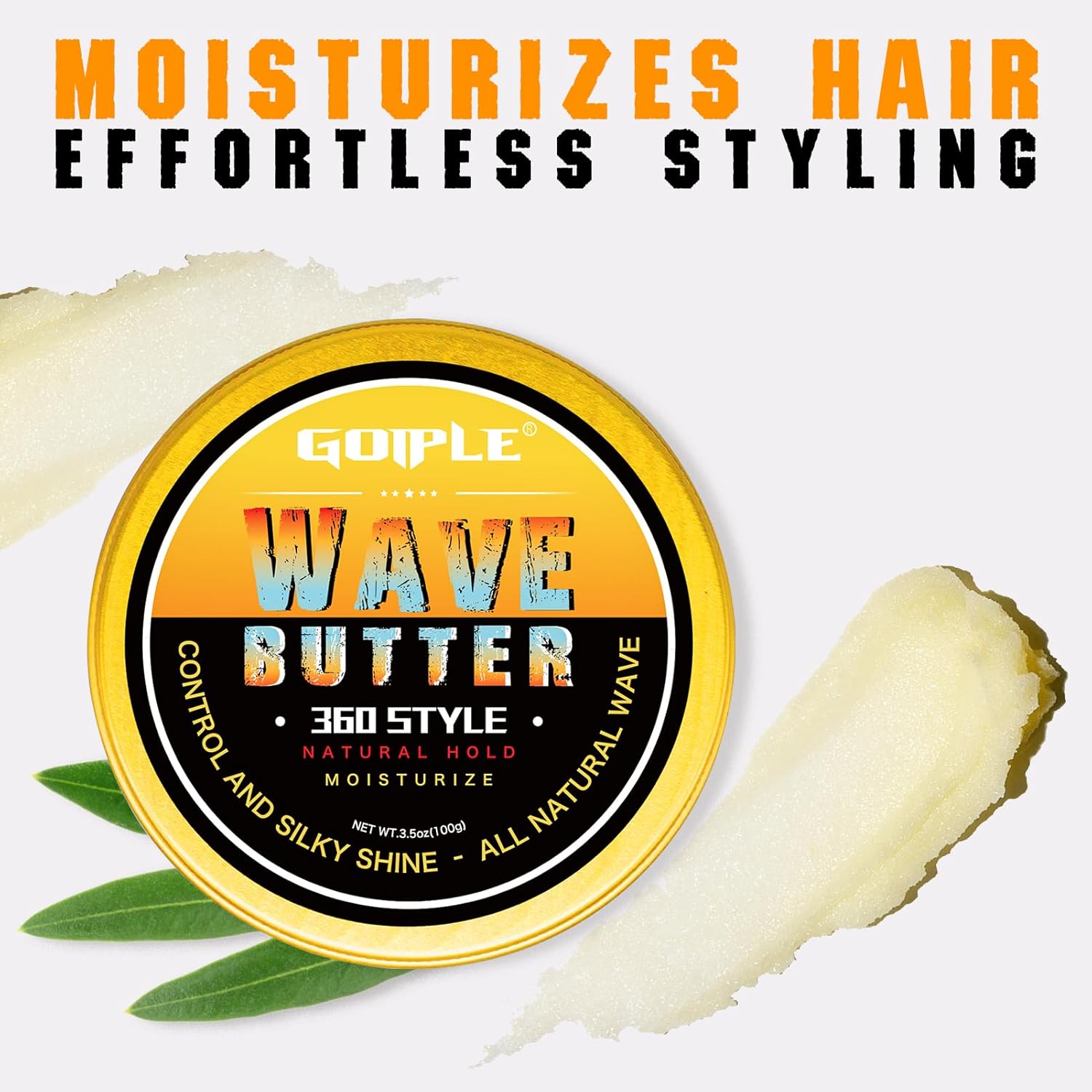 Wave Butter 360 Wave Grease for Men - Wave Butter for Layered Waves, Moisture, Control and Silky Shine - All Natural Wave Cream with Shea Butter and Beeswax for Wolfing (3.5 OZ)