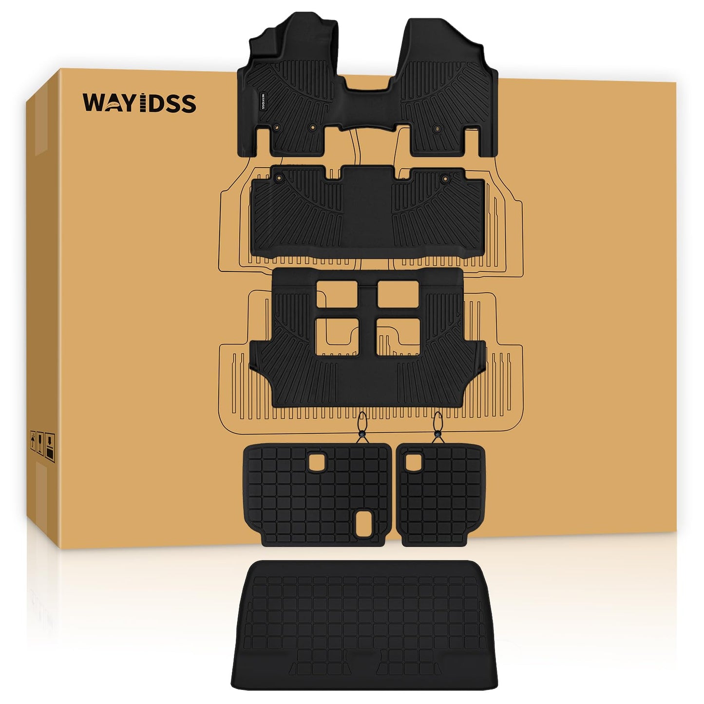 WAYIDSS Floor Mats for 2015-2024 Ford F-150/ F150 Lightning SuperCrew Cab(Not Fit Rear Seat with Under-Seat Fold Flat Storage),TPE All Weather Protection 2 Rows Car Floor Liners Accessories-Black