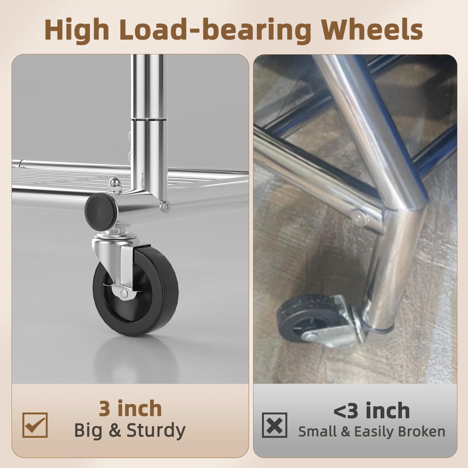 EAGMAK Heavy Duty Clothes Rack Load 556 LBS, Rolling Clothing Rack With Shelves, Height Adjustable Metal Clothes Hanger with Wheels Portable Wardrobe Organizer Garment Rod for Hanging Clothes (Silver)