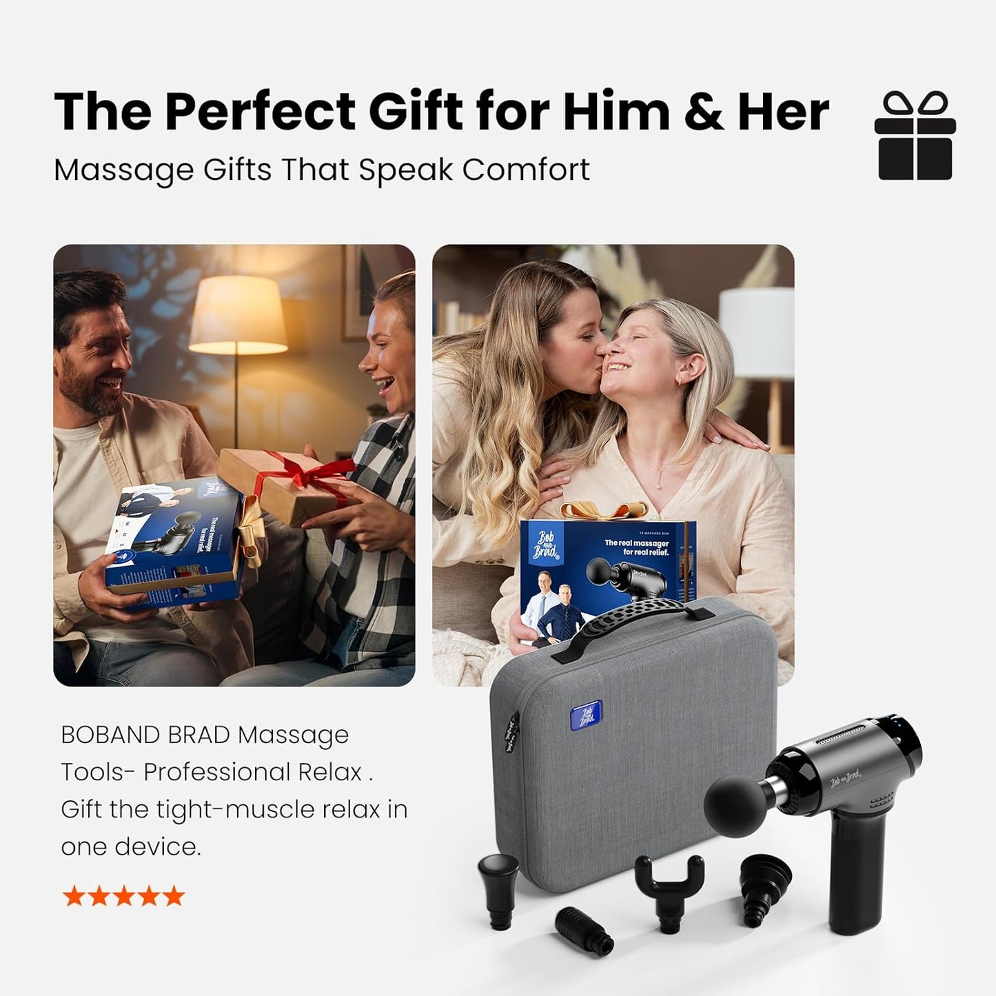 Bob and Brad T2 Massage Gun, Powerful Muscle Massage Gun 4000mAh Battery 10mm Amplitude,Percussion Massager with USB-C Charging for Back Shoulder Body Muscle, Handheld Massager Gifts for Men Women