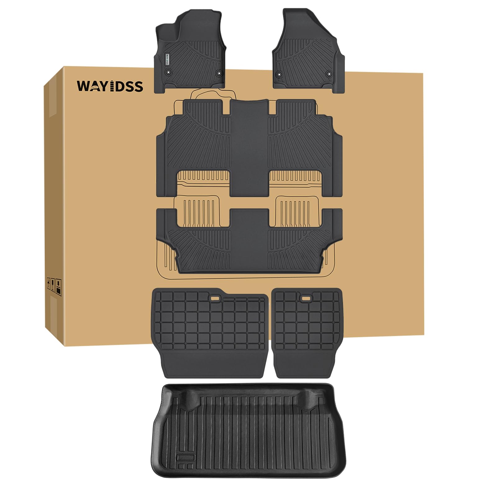 WAYIDSS Floor Mats for 2015-2024 Ford F-150/ F150 Lightning SuperCrew Cab(Not Fit Rear Seat with Under-Seat Fold Flat Storage),TPE All Weather Protection 2 Rows Car Floor Liners Accessories-Black