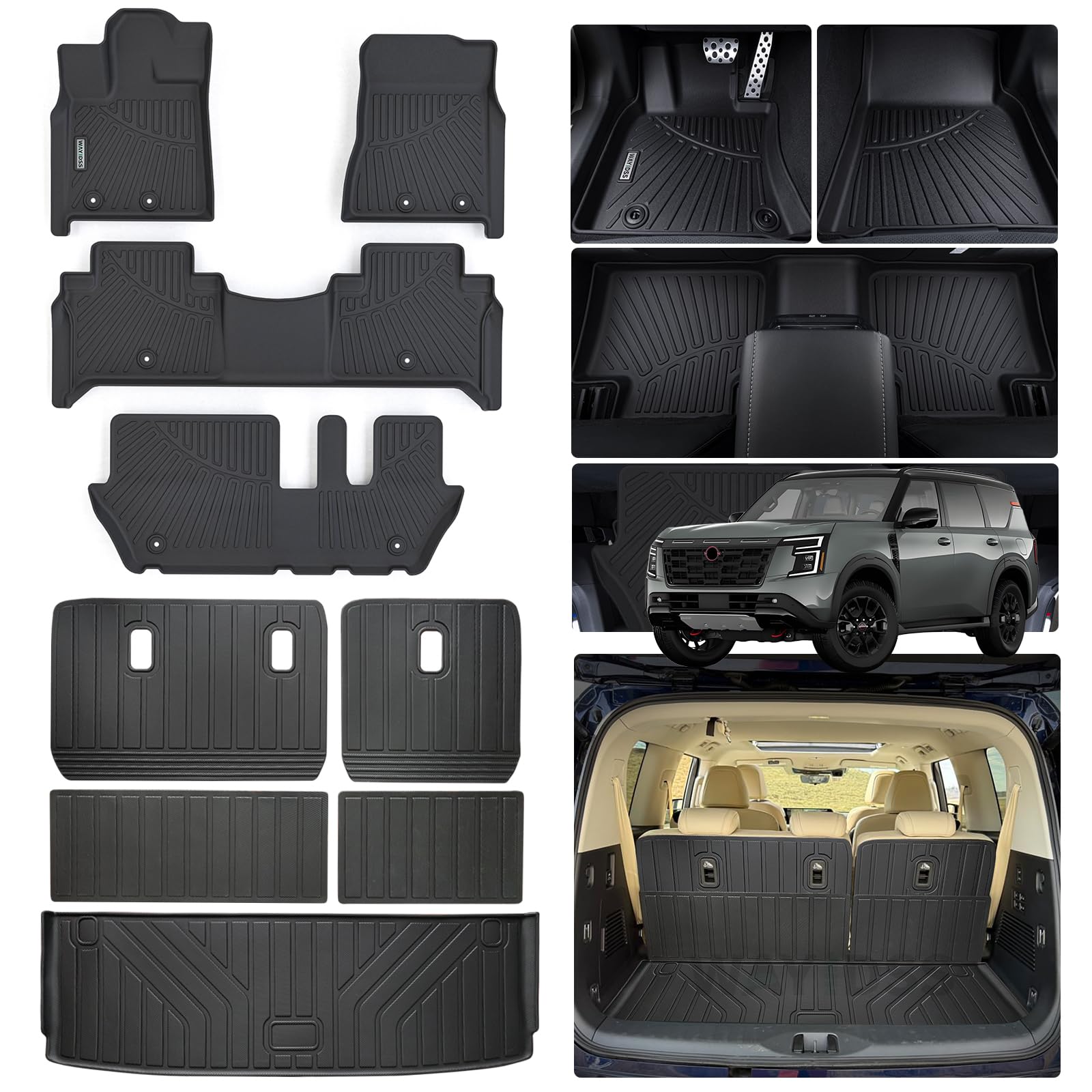 WAYIDSS Floor Mats for 2015-2024 Ford F-150/ F150 Lightning SuperCrew Cab(Not Fit Rear Seat with Under-Seat Fold Flat Storage),TPE All Weather Protection 2 Rows Car Floor Liners Accessories-Black