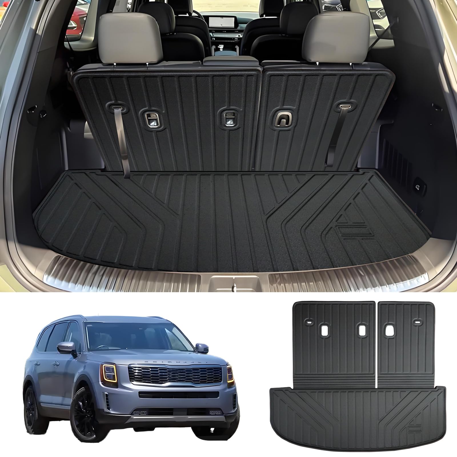 WAYIDSS Floor Mats for 2015-2024 Ford F-150/ F150 Lightning SuperCrew Cab(Not Fit Rear Seat with Under-Seat Fold Flat Storage),TPE All Weather Protection 2 Rows Car Floor Liners Accessories-Black