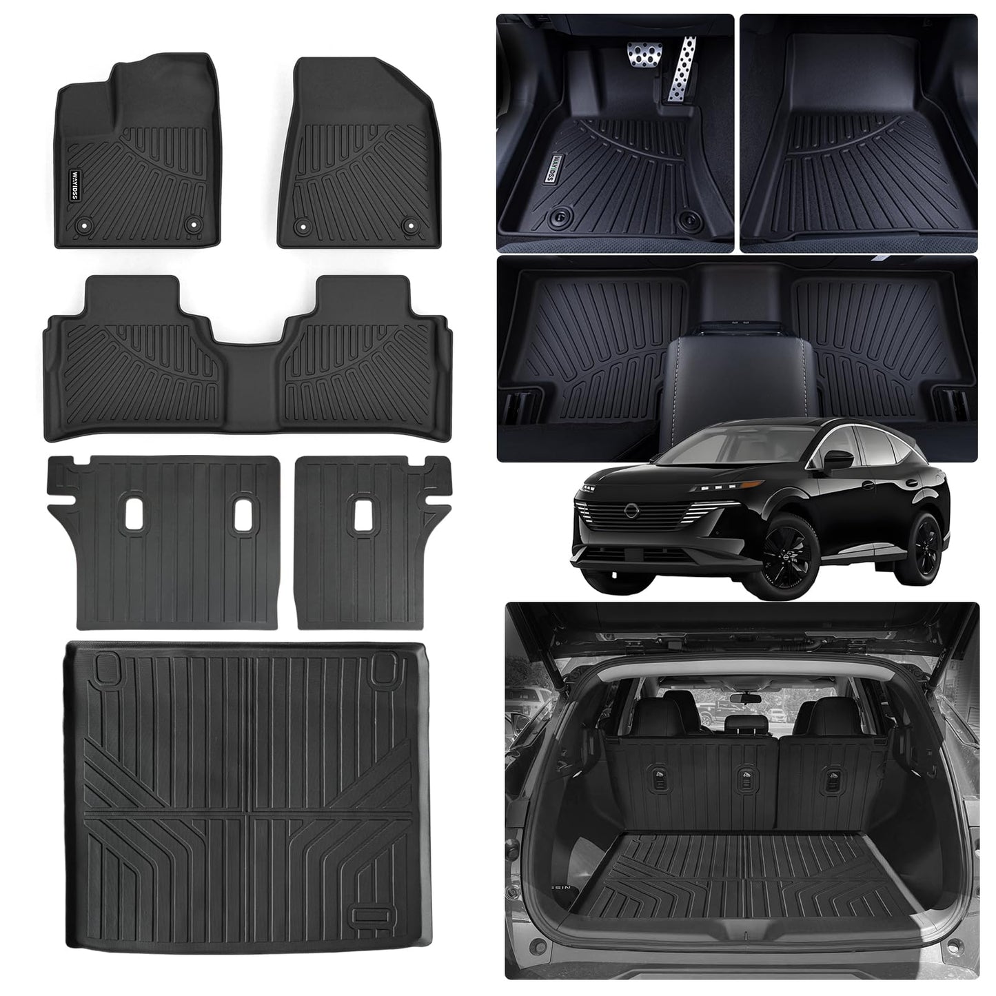 WAYIDSS Floor Mats for 2015-2024 Ford F-150/ F150 Lightning SuperCrew Cab(Not Fit Rear Seat with Under-Seat Fold Flat Storage),TPE All Weather Protection 2 Rows Car Floor Liners Accessories-Black