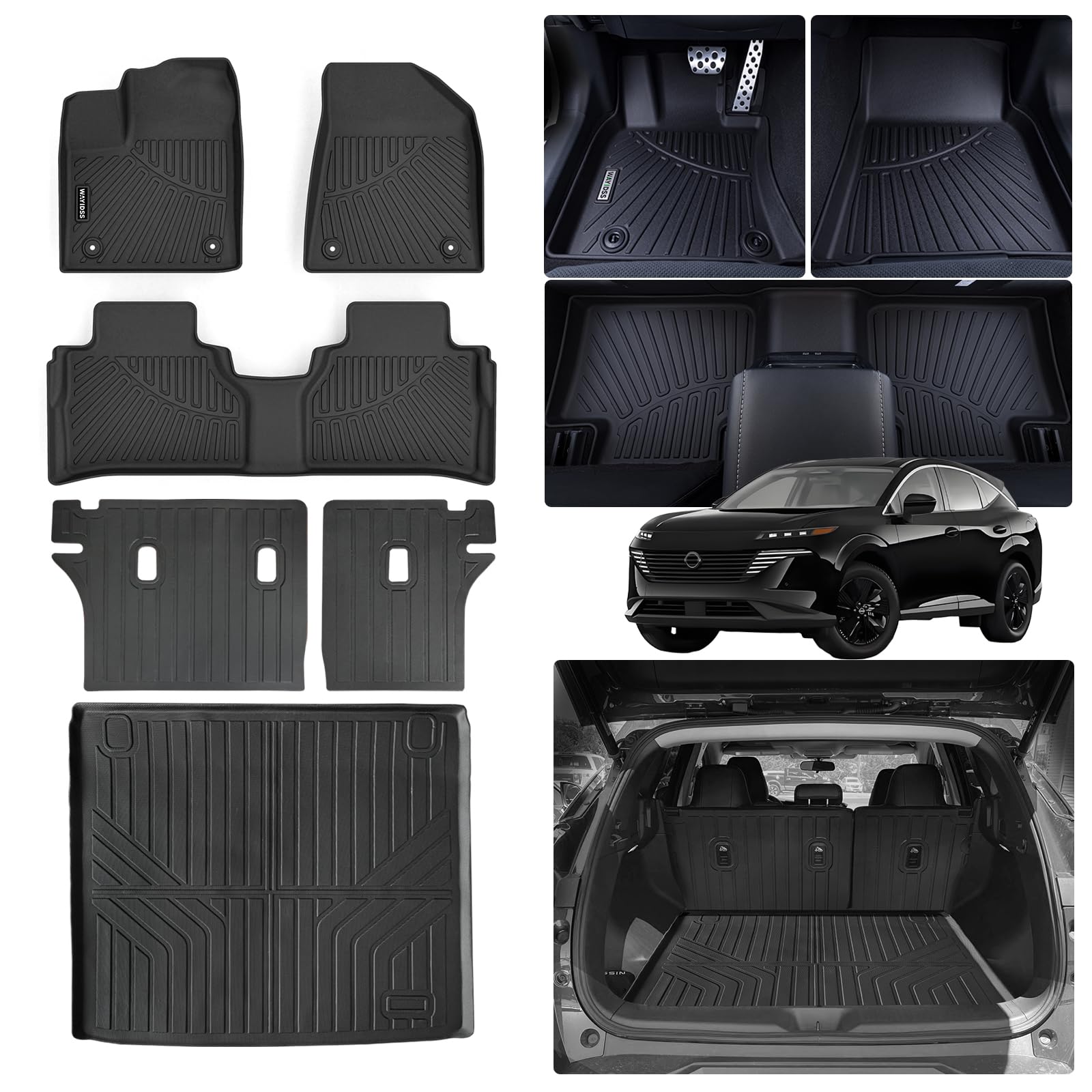 WAYIDSS Floor Mats for 2015-2024 Ford F-150/ F150 Lightning SuperCrew Cab(Not Fit Rear Seat with Under-Seat Fold Flat Storage),TPE All Weather Protection 2 Rows Car Floor Liners Accessories-Black