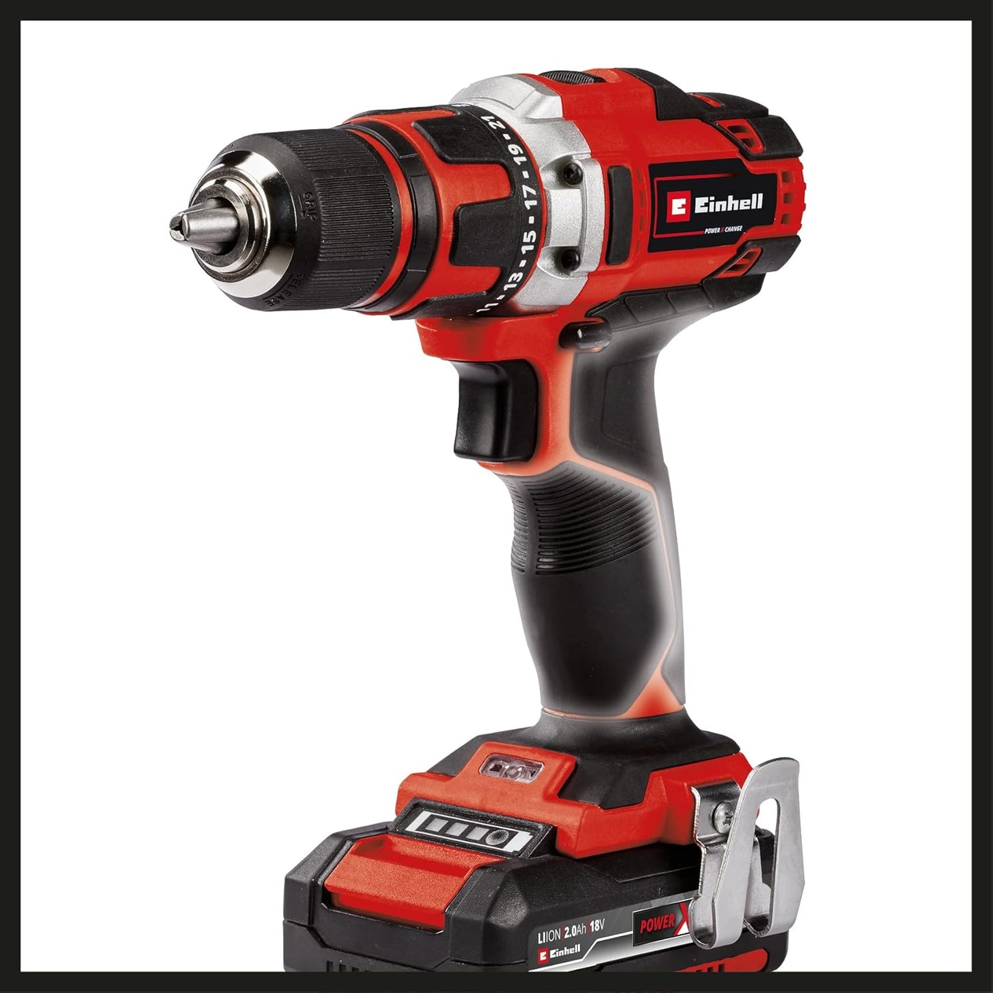 Einhell 4513979 Cordless Drill Driver Kit TE-CD 18/40-1 Li (2x2.0 Ah) (Li-Ion, 18V, 354 in/lbs., 2-Speed Gearbox, Speed Electronics, LED. Includes 2 x 2.0 Ah PXC Batteries and 30-min Quick Charger)