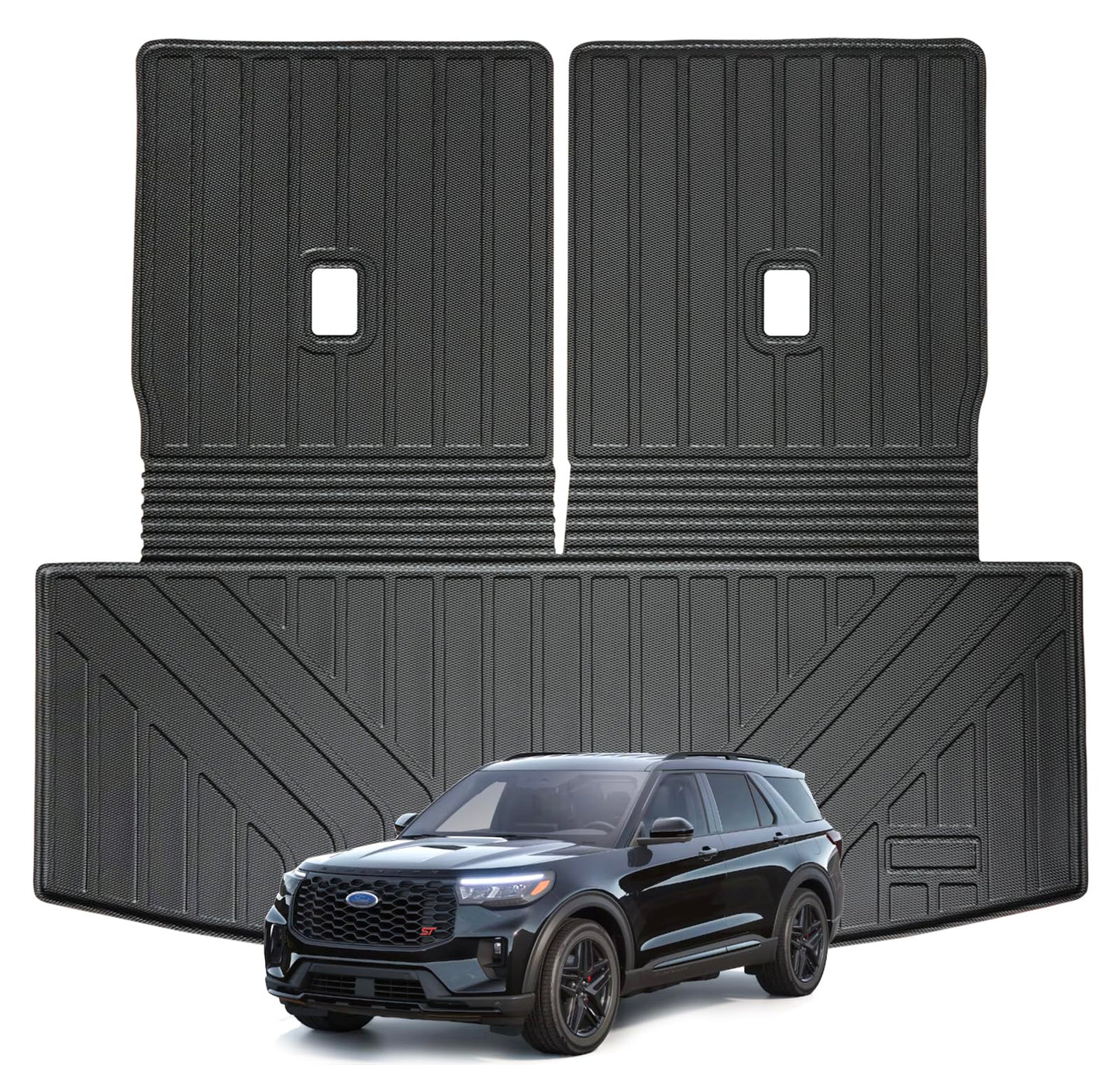 WAYIDSS Floor Mats for 2015-2024 Ford F-150/ F150 Lightning SuperCrew Cab(Not Fit Rear Seat with Under-Seat Fold Flat Storage),TPE All Weather Protection 2 Rows Car Floor Liners Accessories-Black