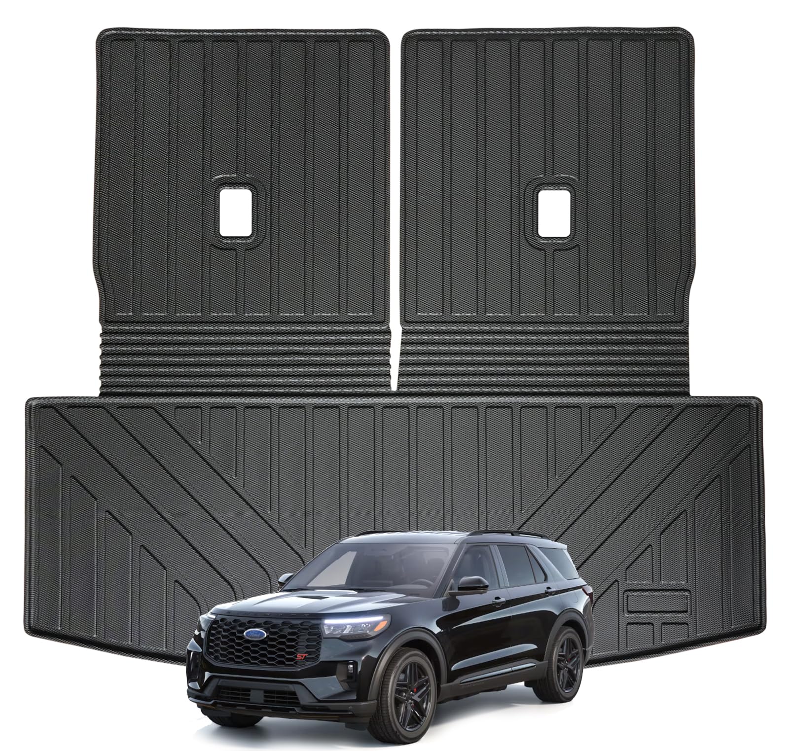 WAYIDSS Floor Mats for 2015-2024 Ford F-150/ F150 Lightning SuperCrew Cab(Not Fit Rear Seat with Under-Seat Fold Flat Storage),TPE All Weather Protection 2 Rows Car Floor Liners Accessories-Black