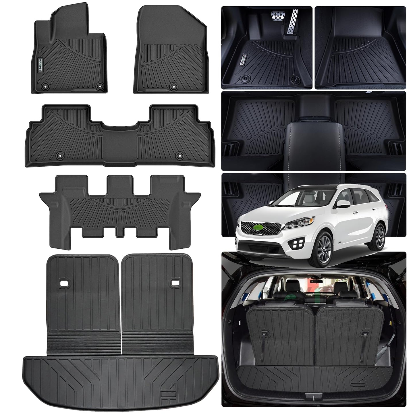 WAYIDSS Floor Mats for 2015-2024 Ford F-150/ F150 Lightning SuperCrew Cab(Not Fit Rear Seat with Under-Seat Fold Flat Storage),TPE All Weather Protection 2 Rows Car Floor Liners Accessories-Black