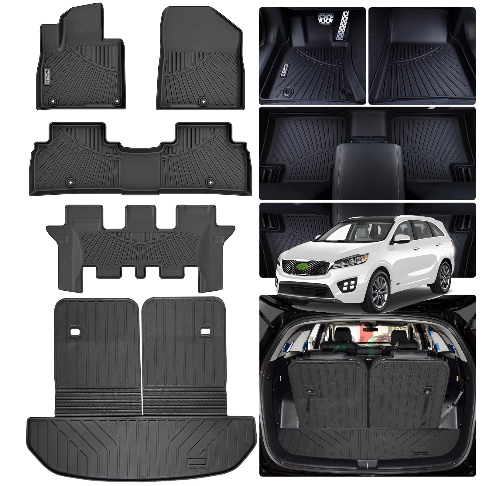 WAYIDSS Floor Mats for 2015-2024 Ford F-150/ F150 Lightning SuperCrew Cab(Not Fit Rear Seat with Under-Seat Fold Flat Storage),TPE All Weather Protection 2 Rows Car Floor Liners Accessories-Black