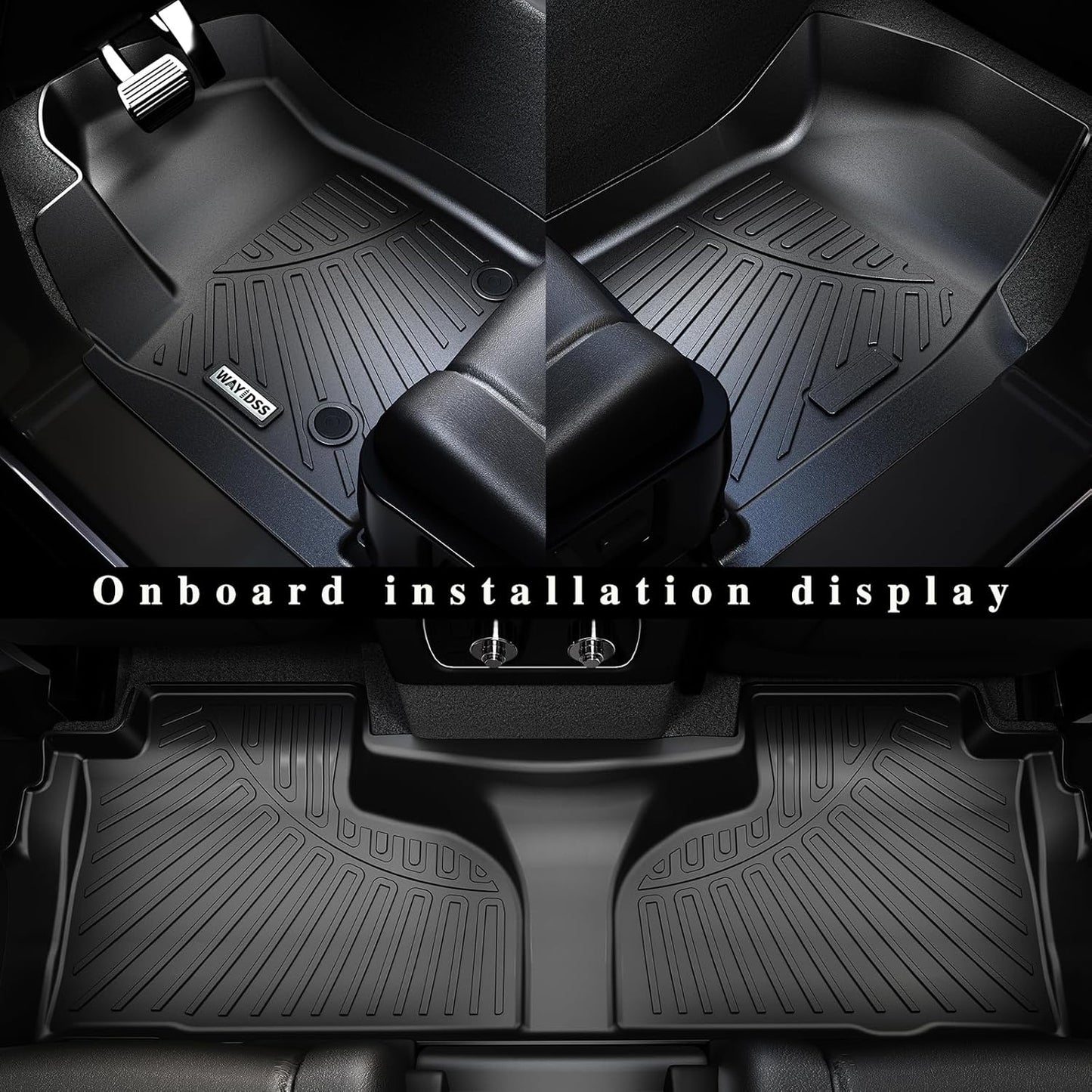 WAYIDSS Floor Mats for 2015-2024 Ford F-150/ F150 Lightning SuperCrew Cab(Not Fit Rear Seat with Under-Seat Fold Flat Storage),TPE All Weather Protection 2 Rows Car Floor Liners Accessories-Black