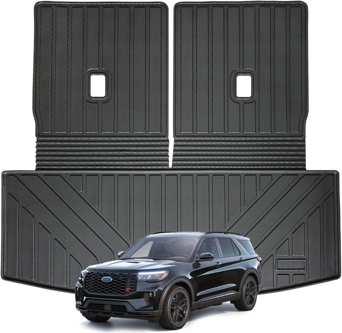 WAYIDSS Floor Mats for 2015-2024 Ford F-150/ F150 Lightning SuperCrew Cab(Not Fit Rear Seat with Under-Seat Fold Flat Storage),TPE All Weather Protection 2 Rows Car Floor Liners Accessories-Black