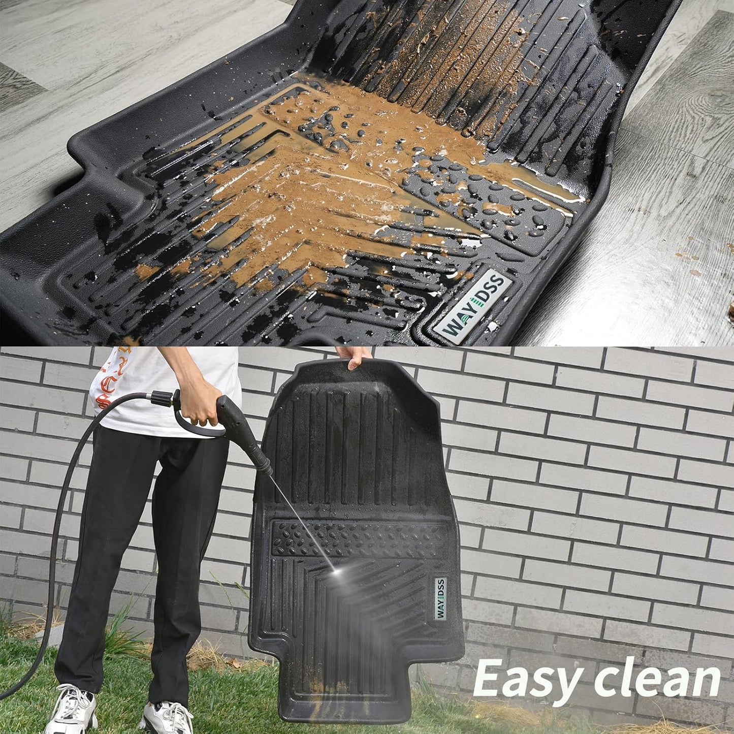 WAYIDSS Floor Mats for 2015-2024 Ford F-150/ F150 Lightning SuperCrew Cab(Not Fit Rear Seat with Under-Seat Fold Flat Storage),TPE All Weather Protection 2 Rows Car Floor Liners Accessories-Black